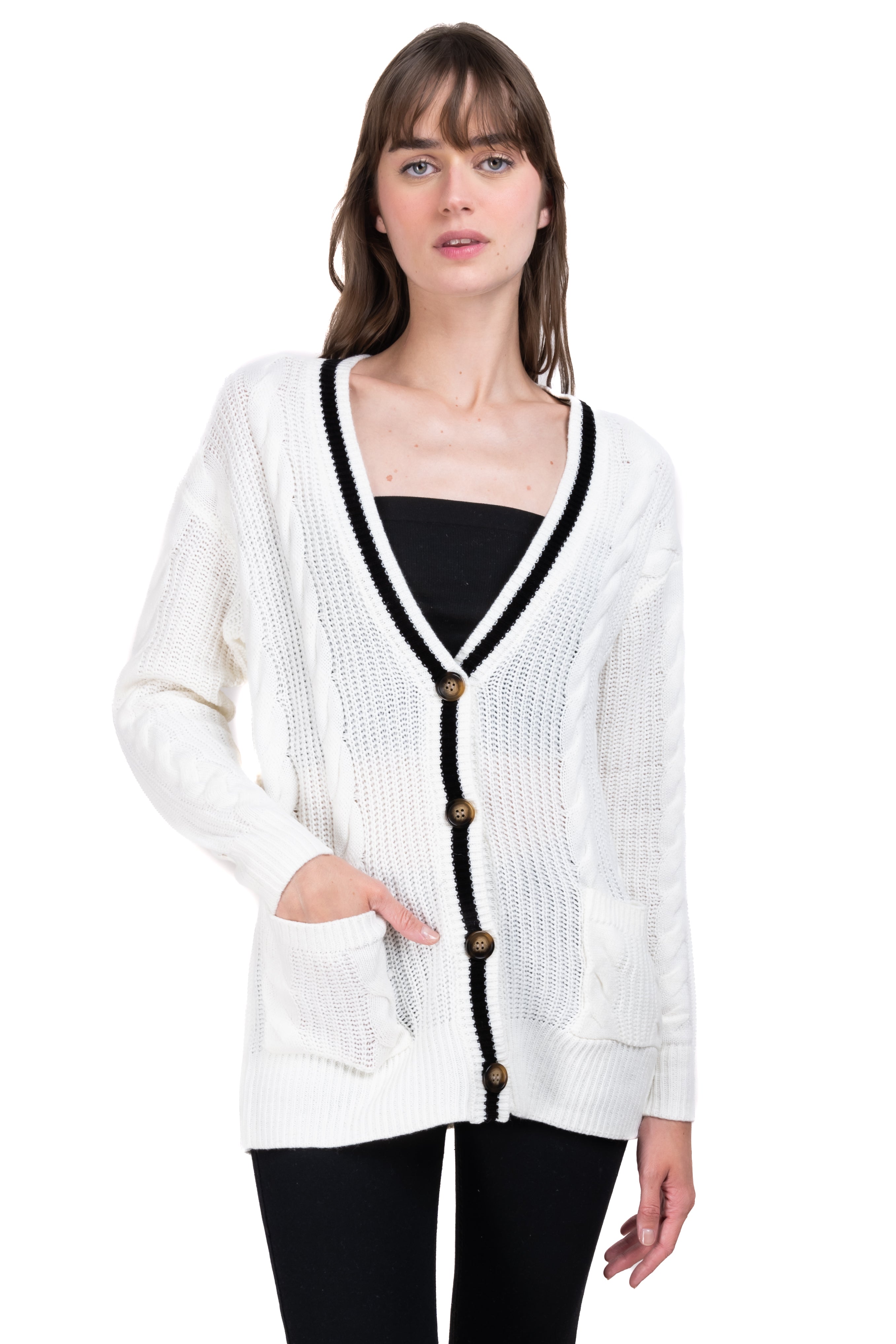 Cardigan Bicolor buttons WHITE