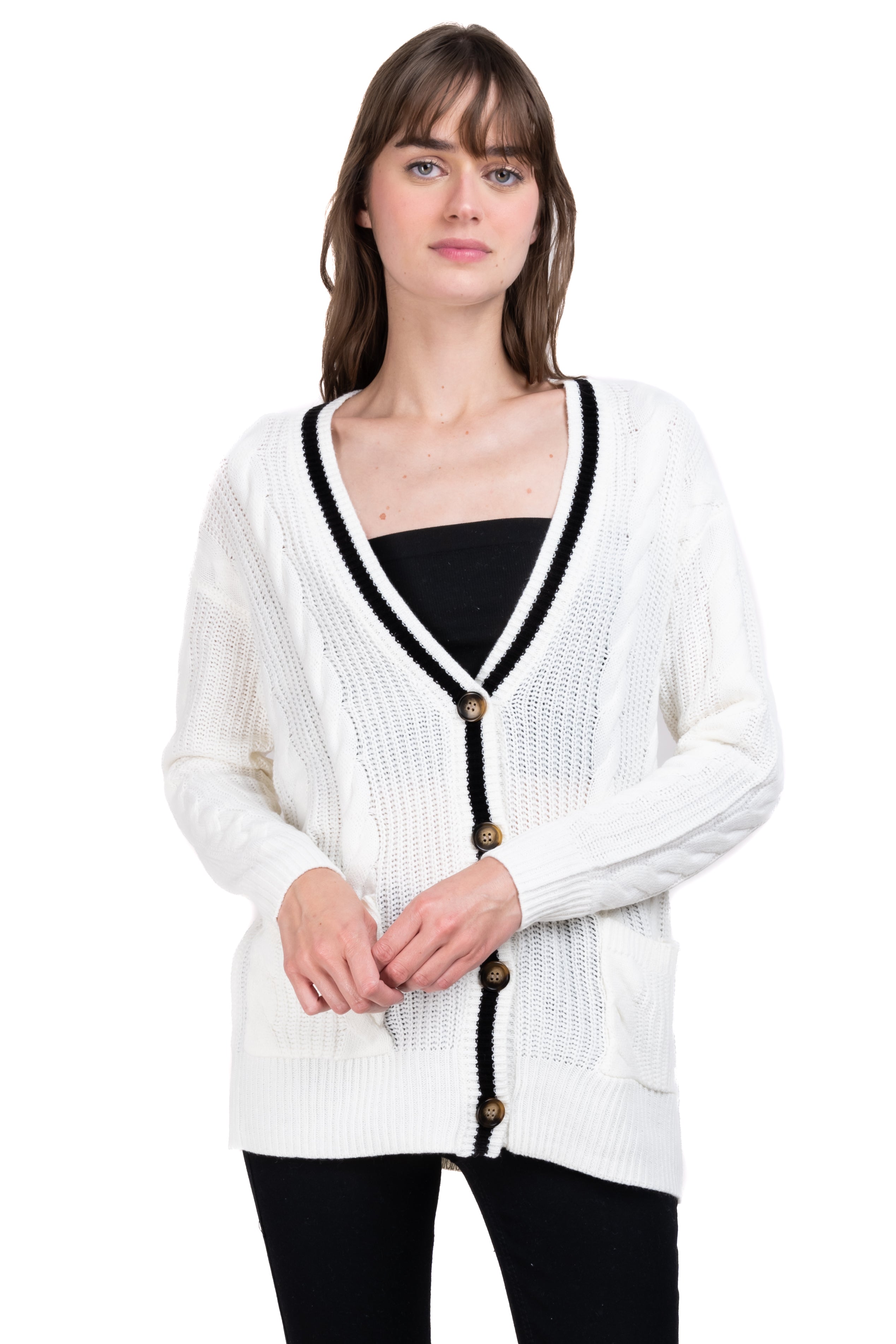 Cardigan Bicolor buttons WHITE