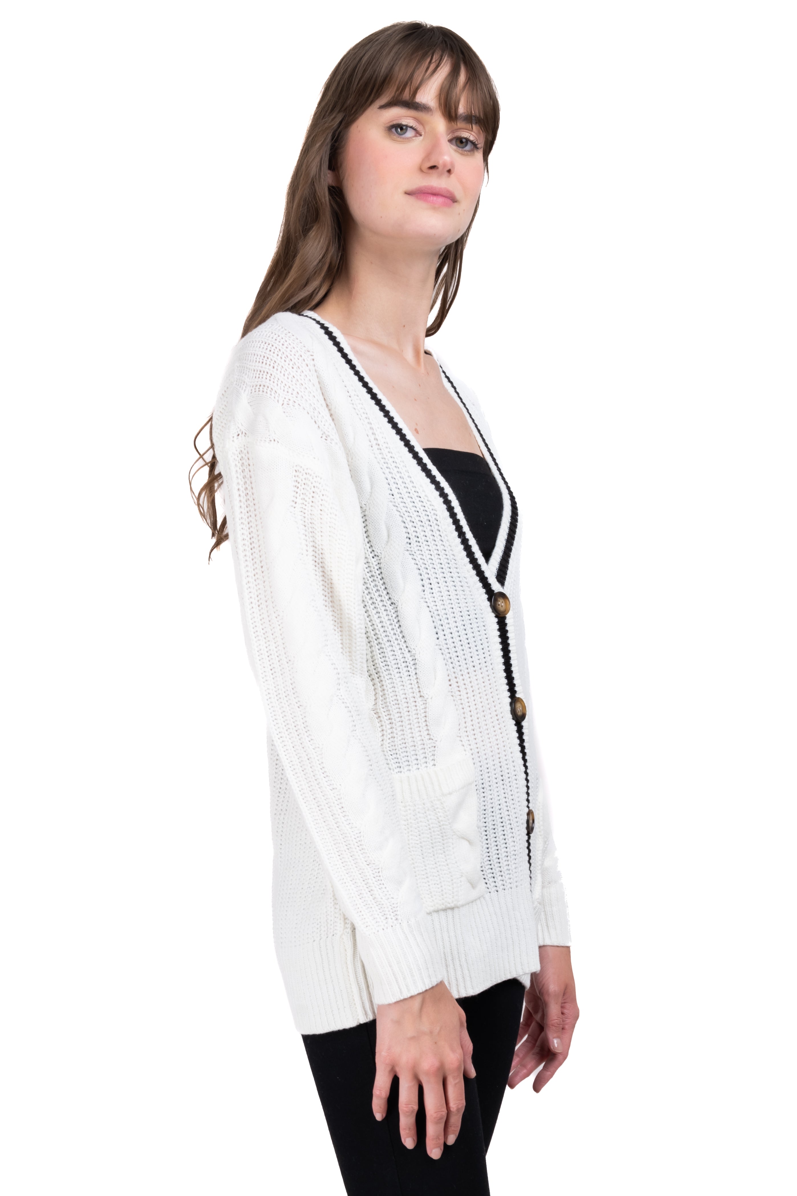 Cardigan Bicolor buttons WHITE