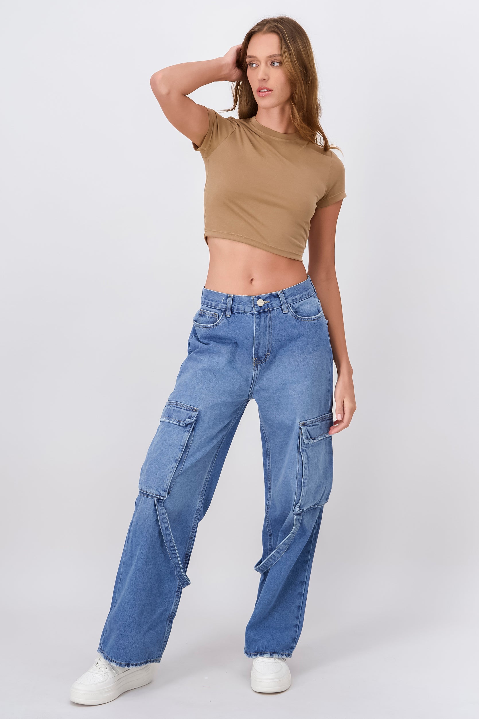 Jeans wide leg charge tapes Medium Wash