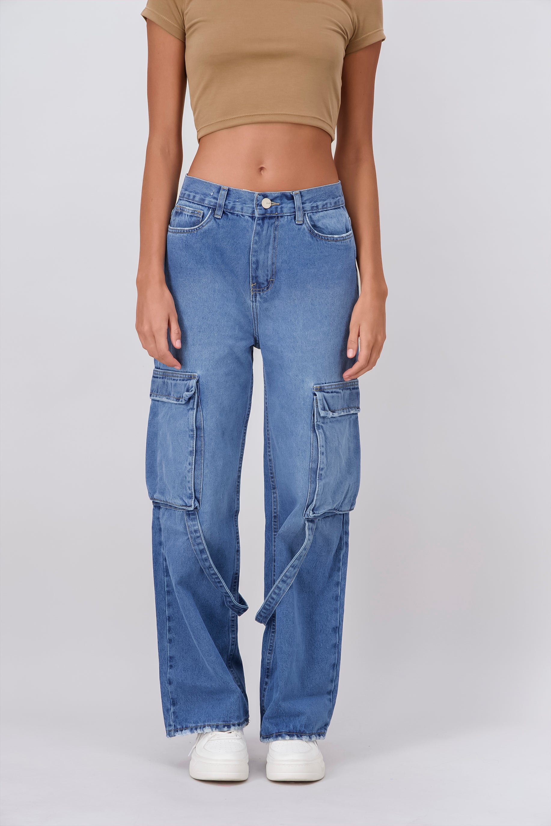 Jeans wide leg charge tapes Medium Wash