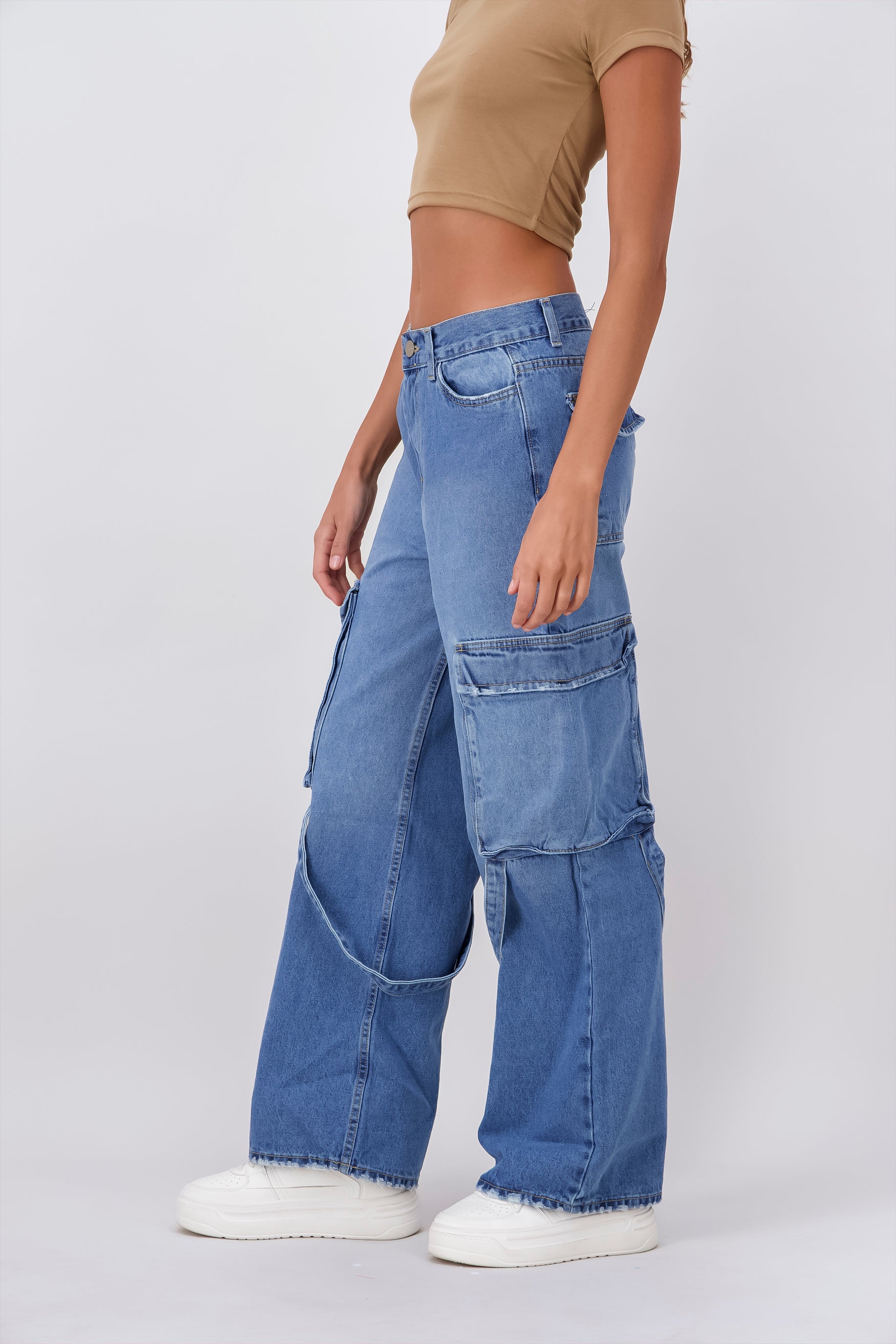 Jeans wide leg charge tapes Medium Wash