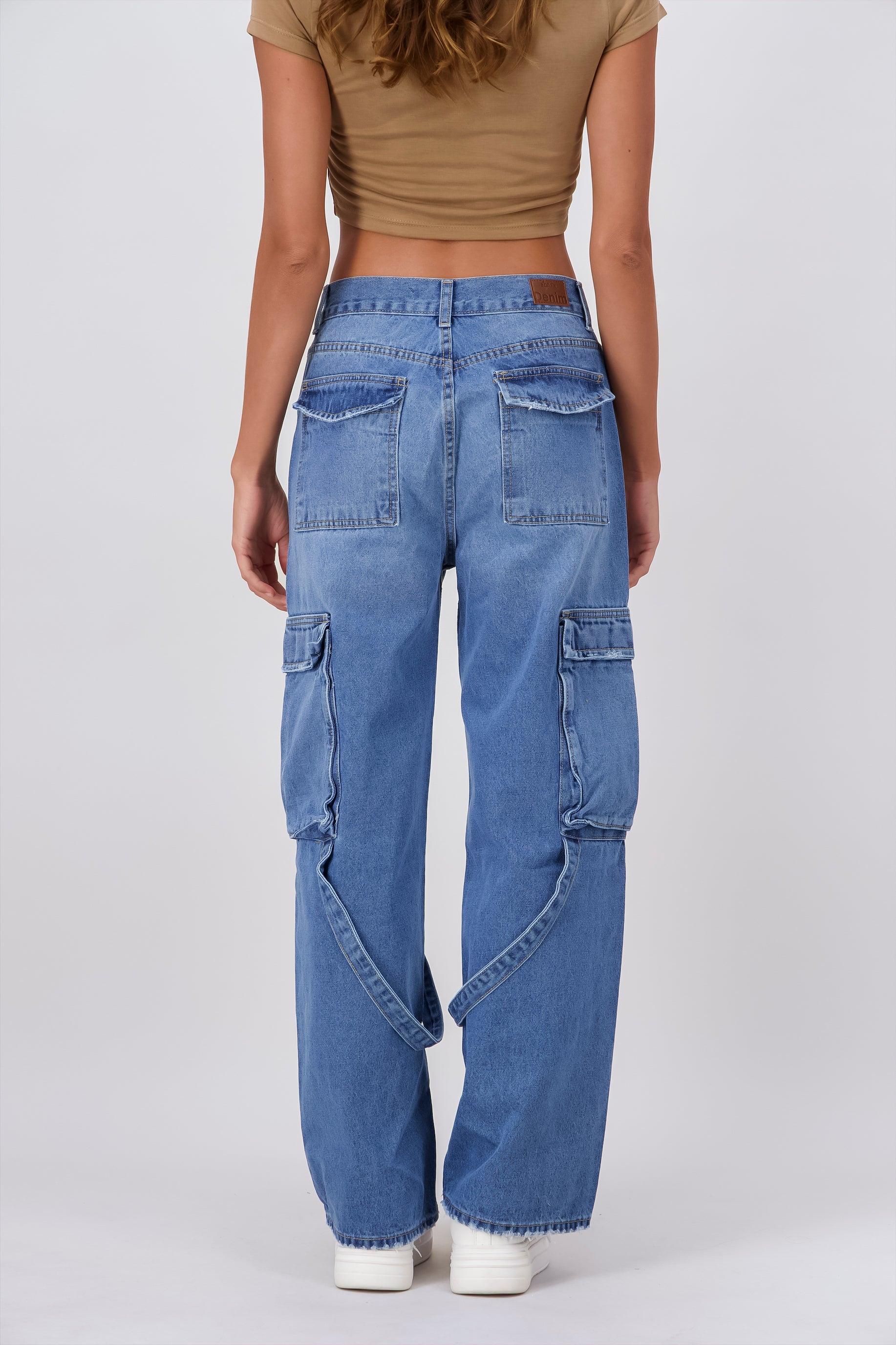 Jeans wide leg charge tapes Medium Wash