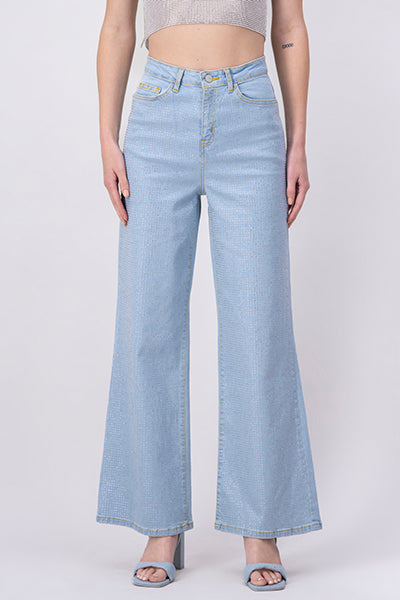 Jeans wide leg effect shine Super bleached