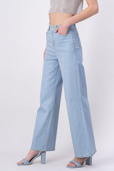 Jeans wide leg effect shine Super bleached