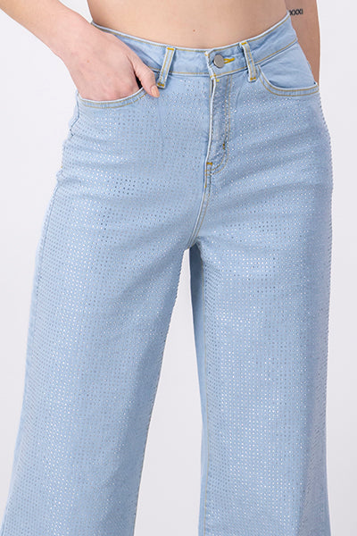 Jeans wide leg effect shine Super bleached