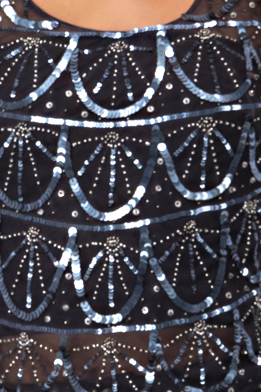 Top embroidered sequin Gray Combo