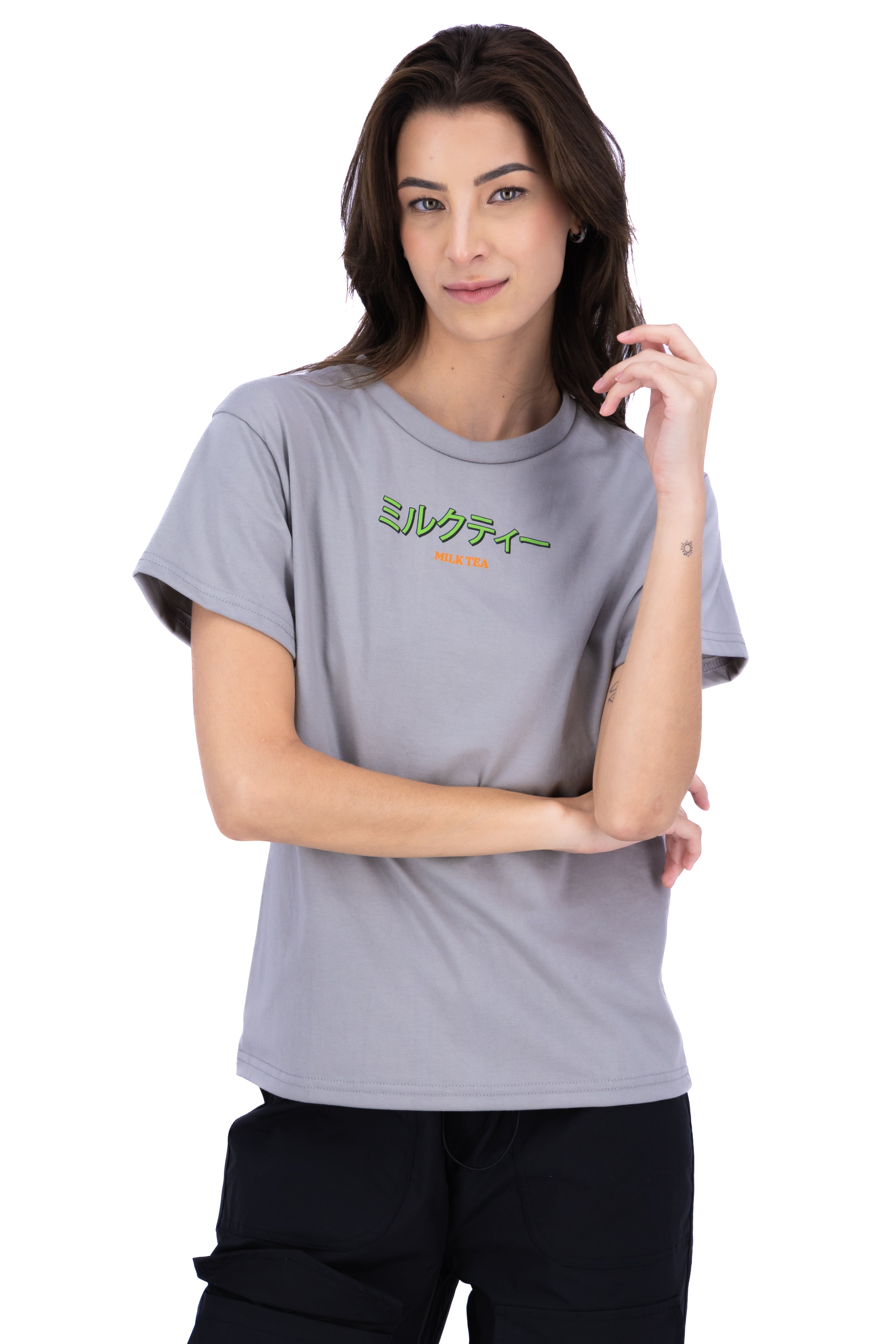 Playera oversize milk tea GRIS