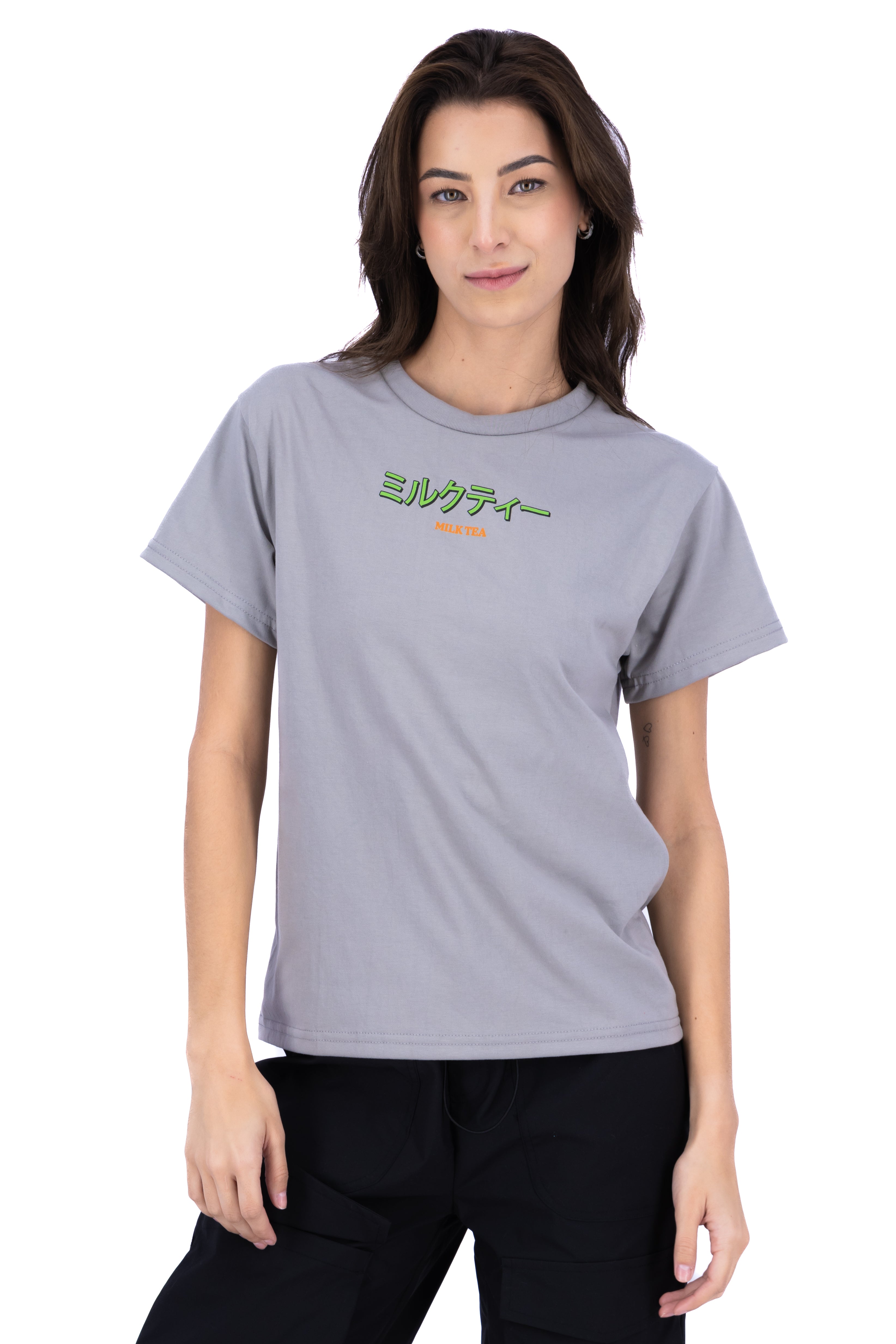 Playera oversize milk tea GRIS