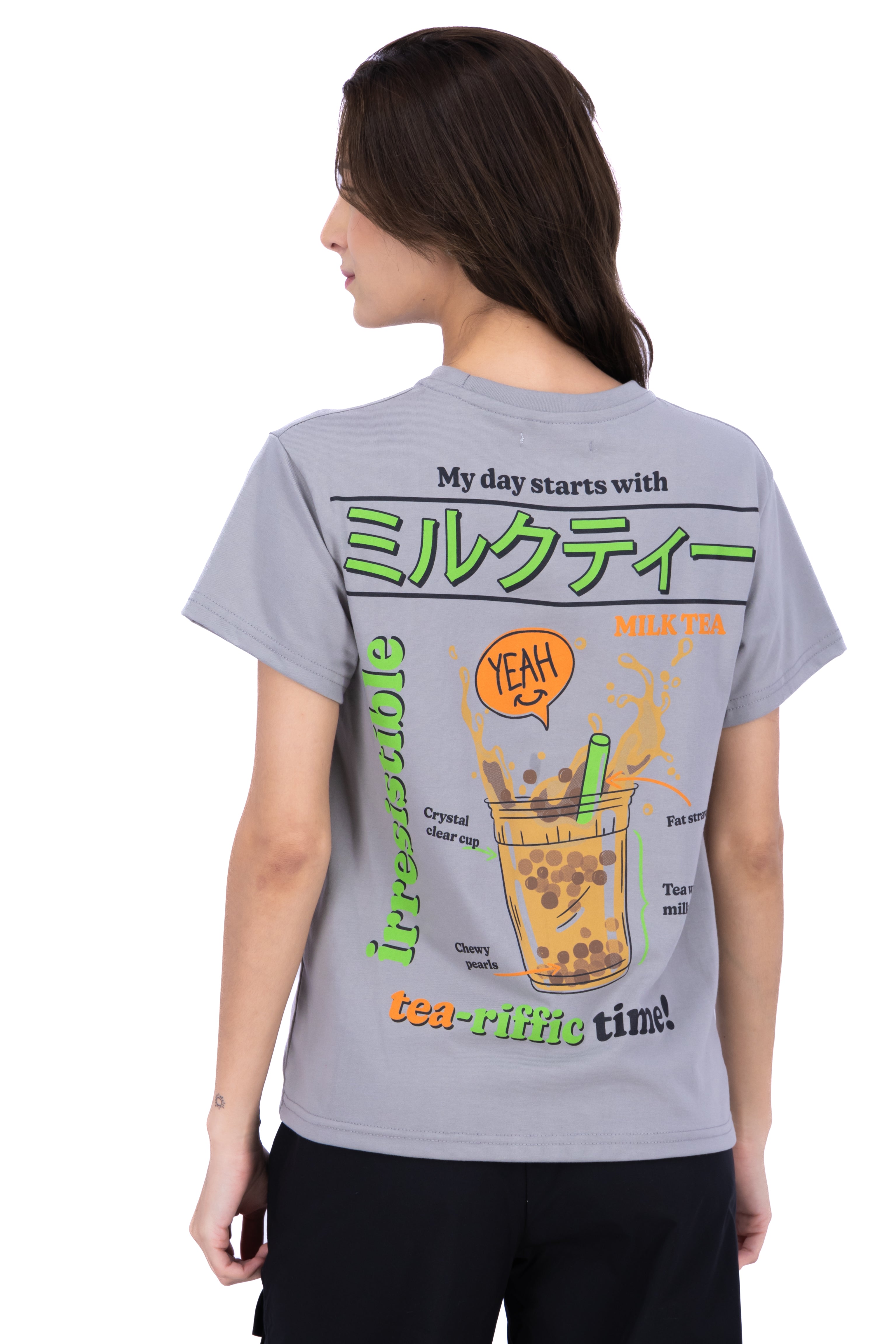 Playera oversize milk tea GRIS