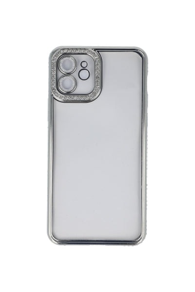 Funda cel i12 borde metalico detalle brillos PLATA