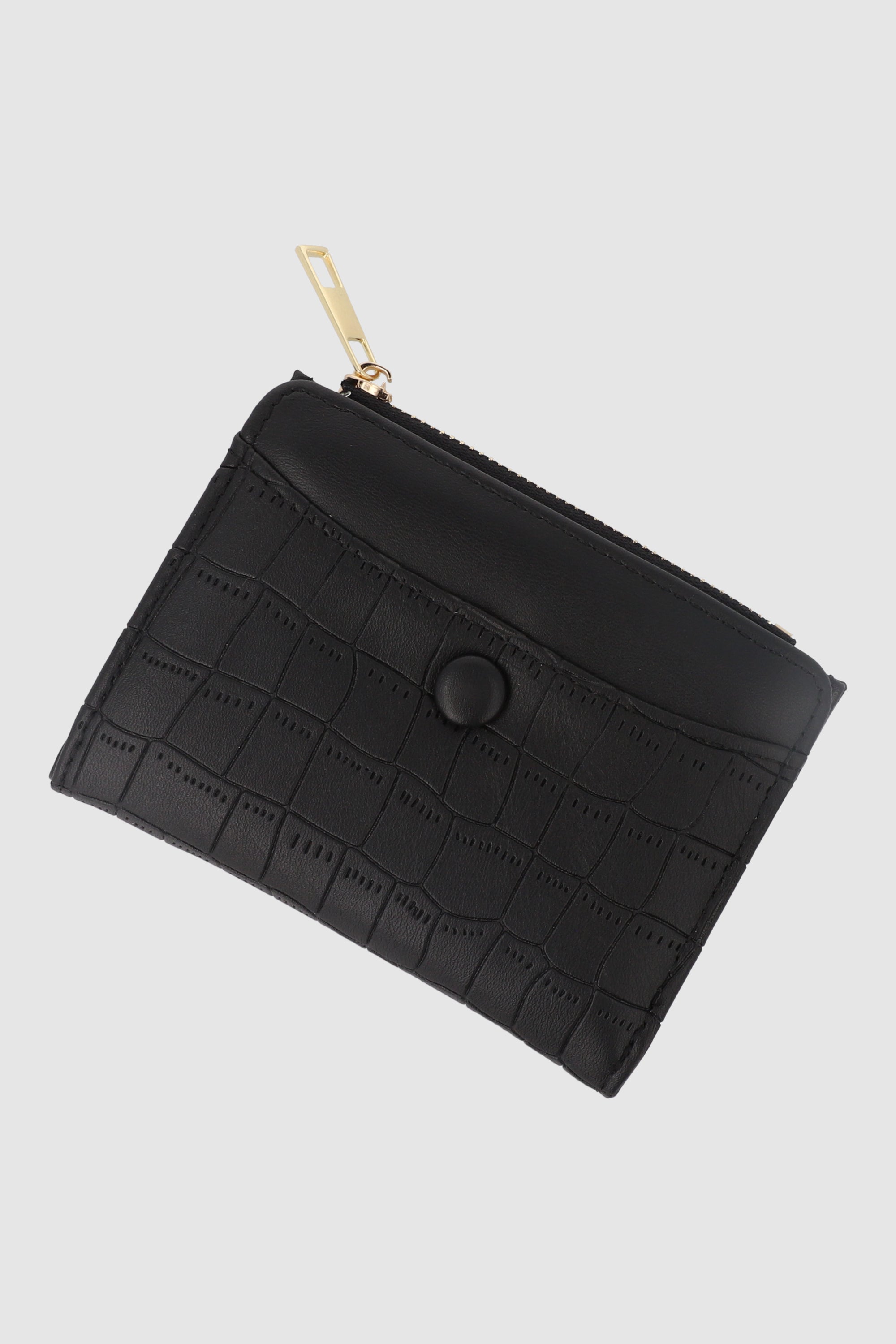 Cartera Mini Croco Botón NEGRO