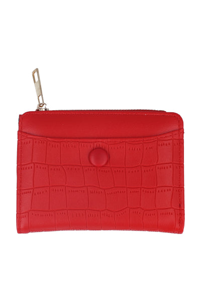 Cartera Mini Croco Botón ROJO