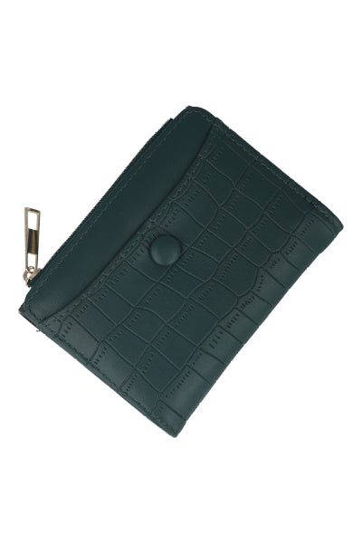 Cartera Mini Croco Botón VERDE