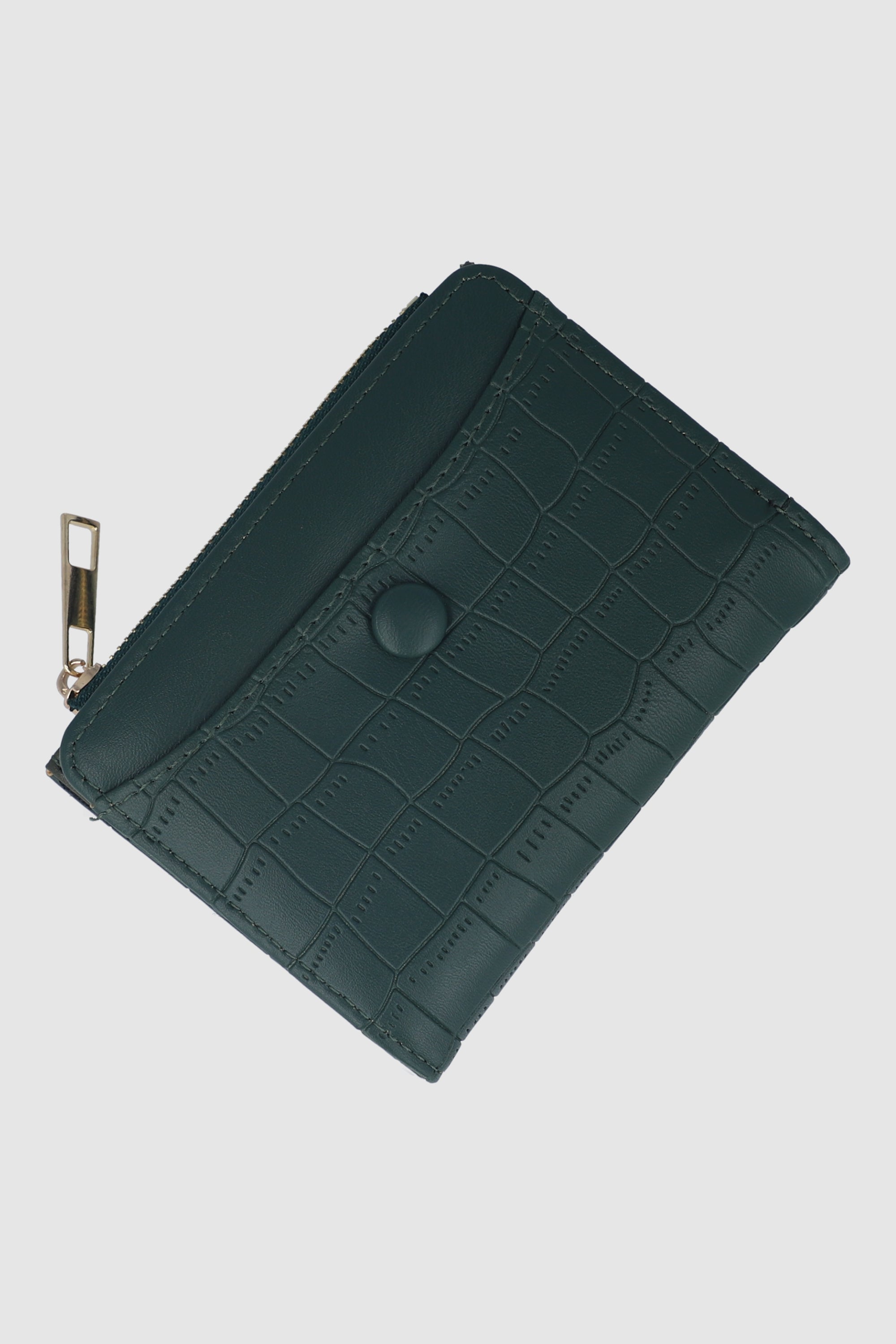 Cartera Mini Croco Botón VERDE