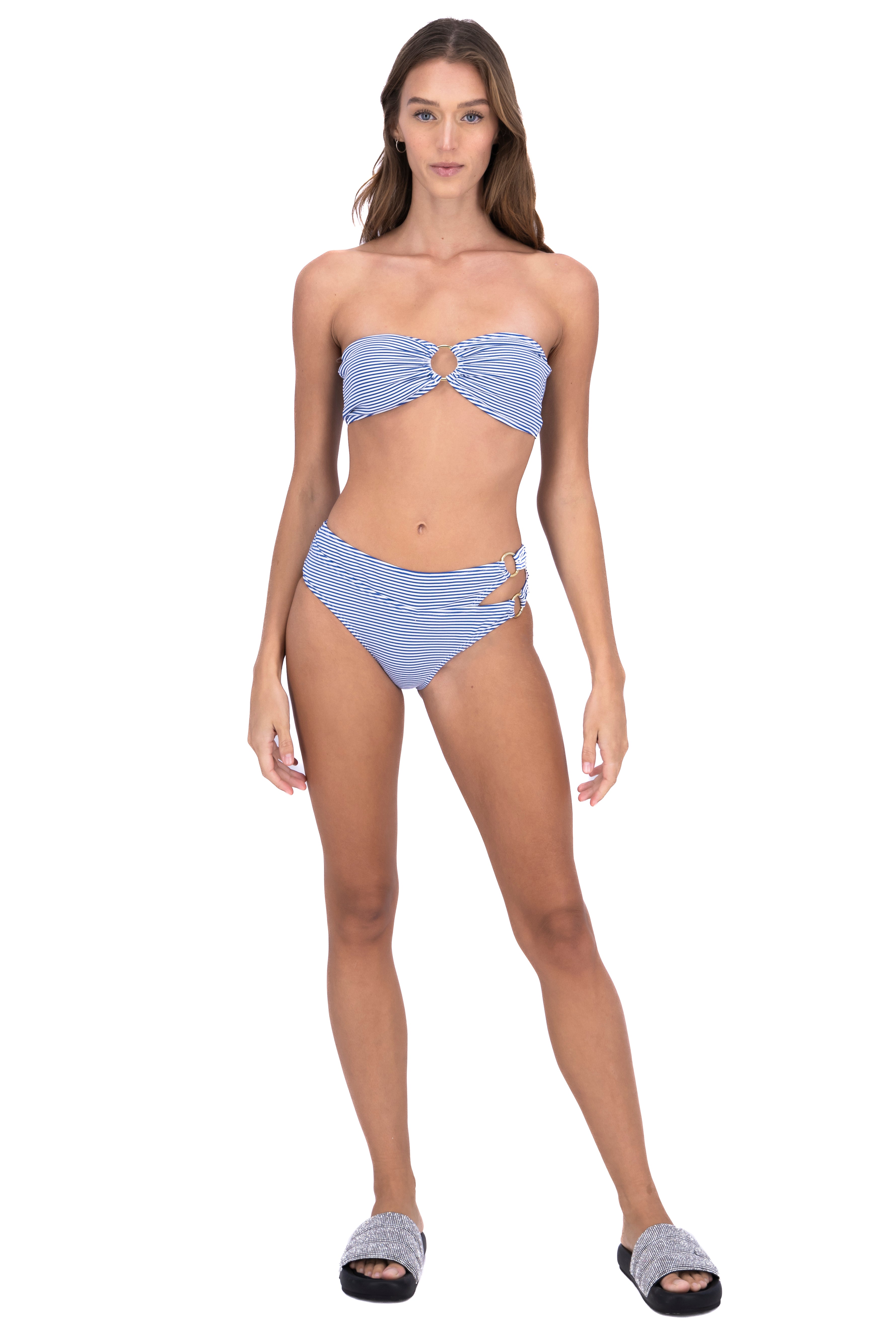 Bikini rayas detalle aros AZUL COMBO