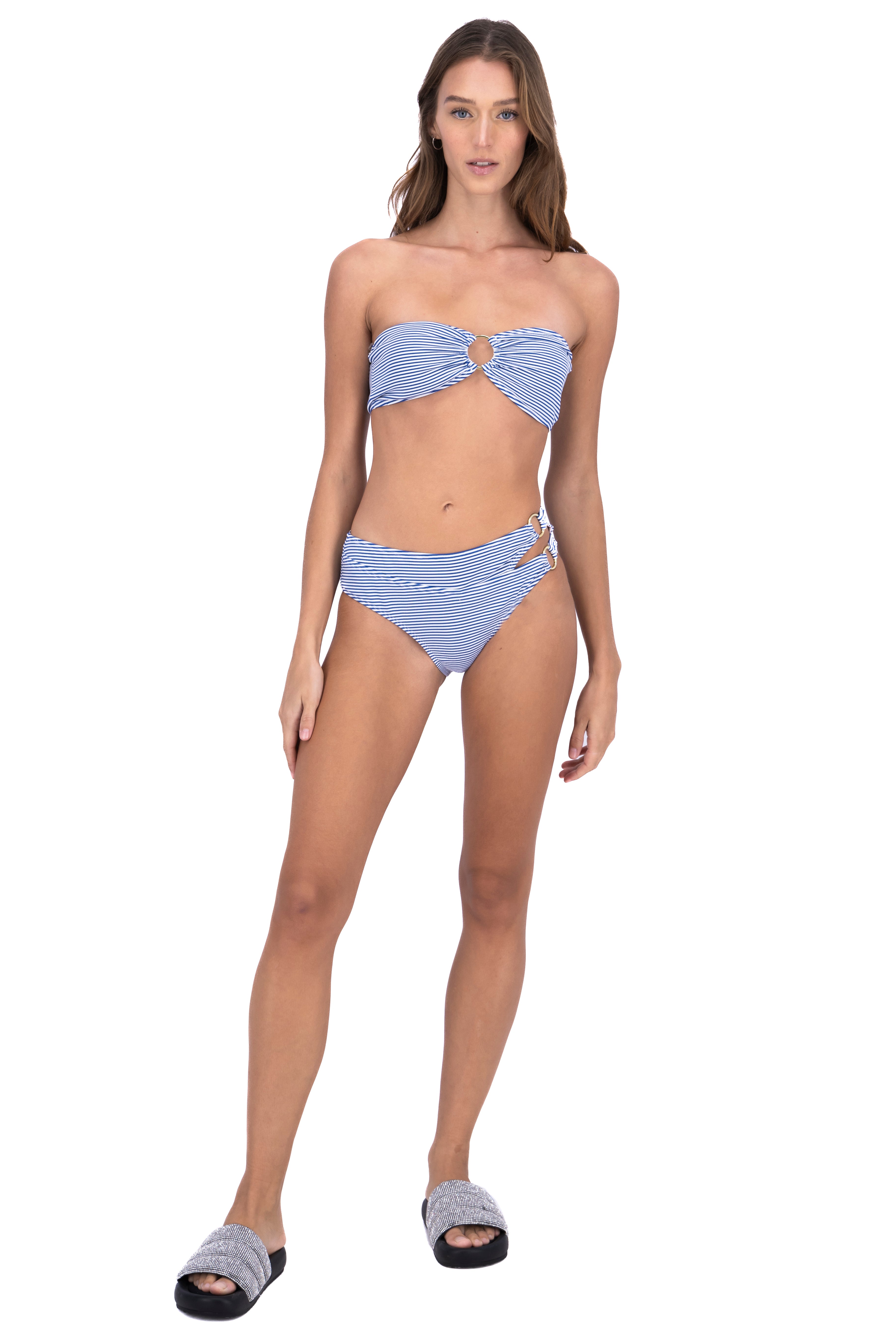 Bikini rayas detalle aros AZUL COMBO