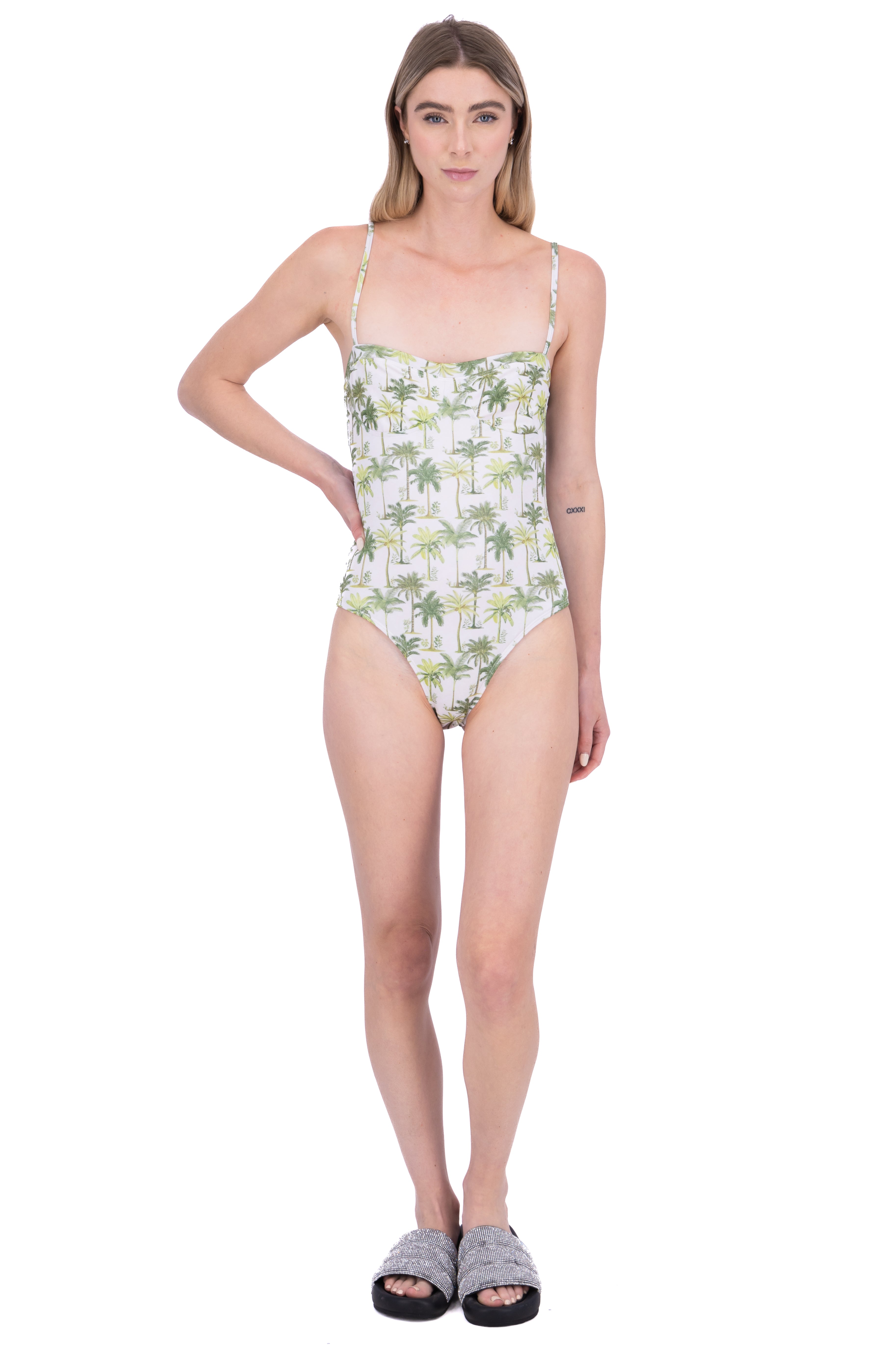 Traje de baño completo palmeras VERDE COMBO