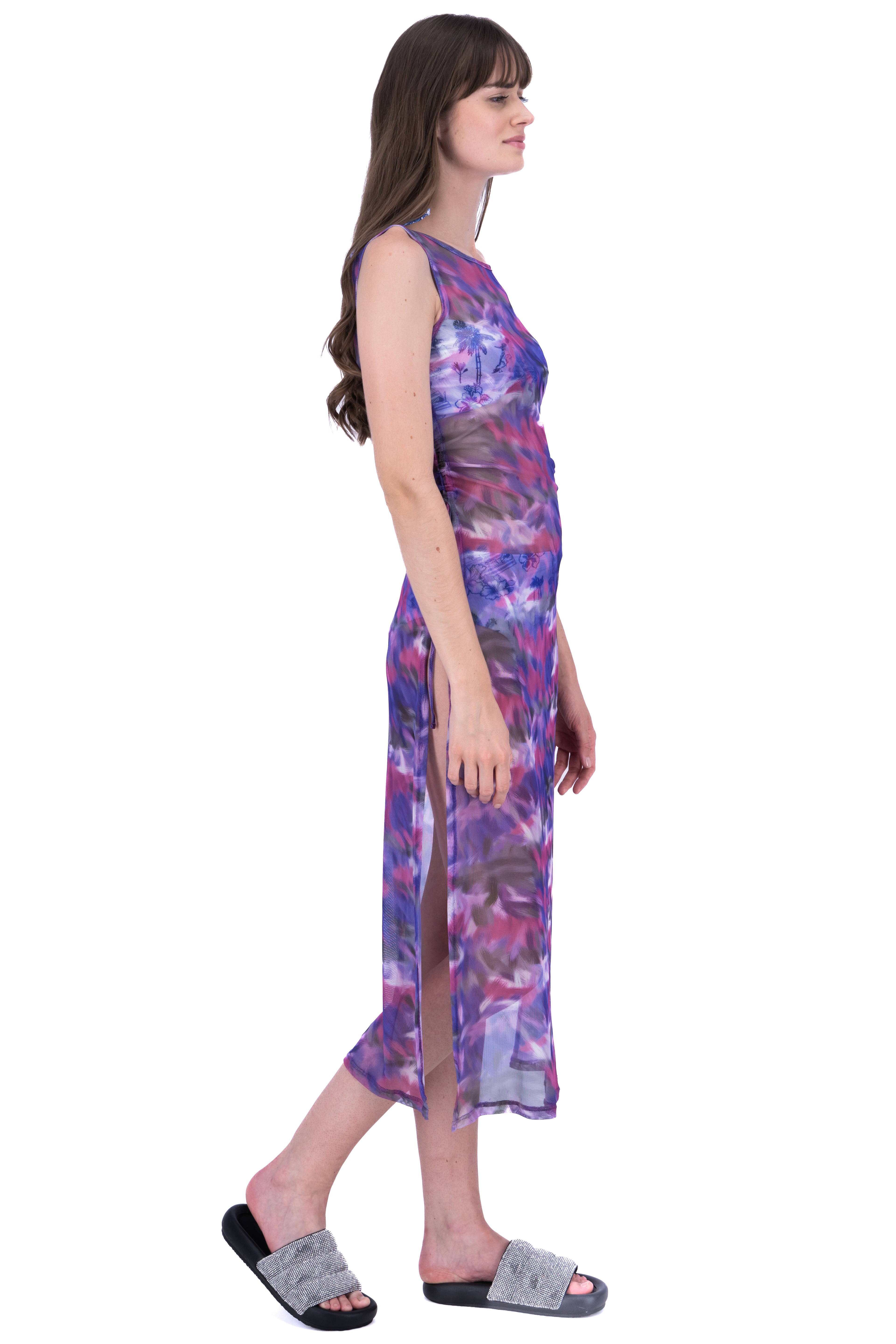 Vestido maxi efecto tie dye MORADO COMBO