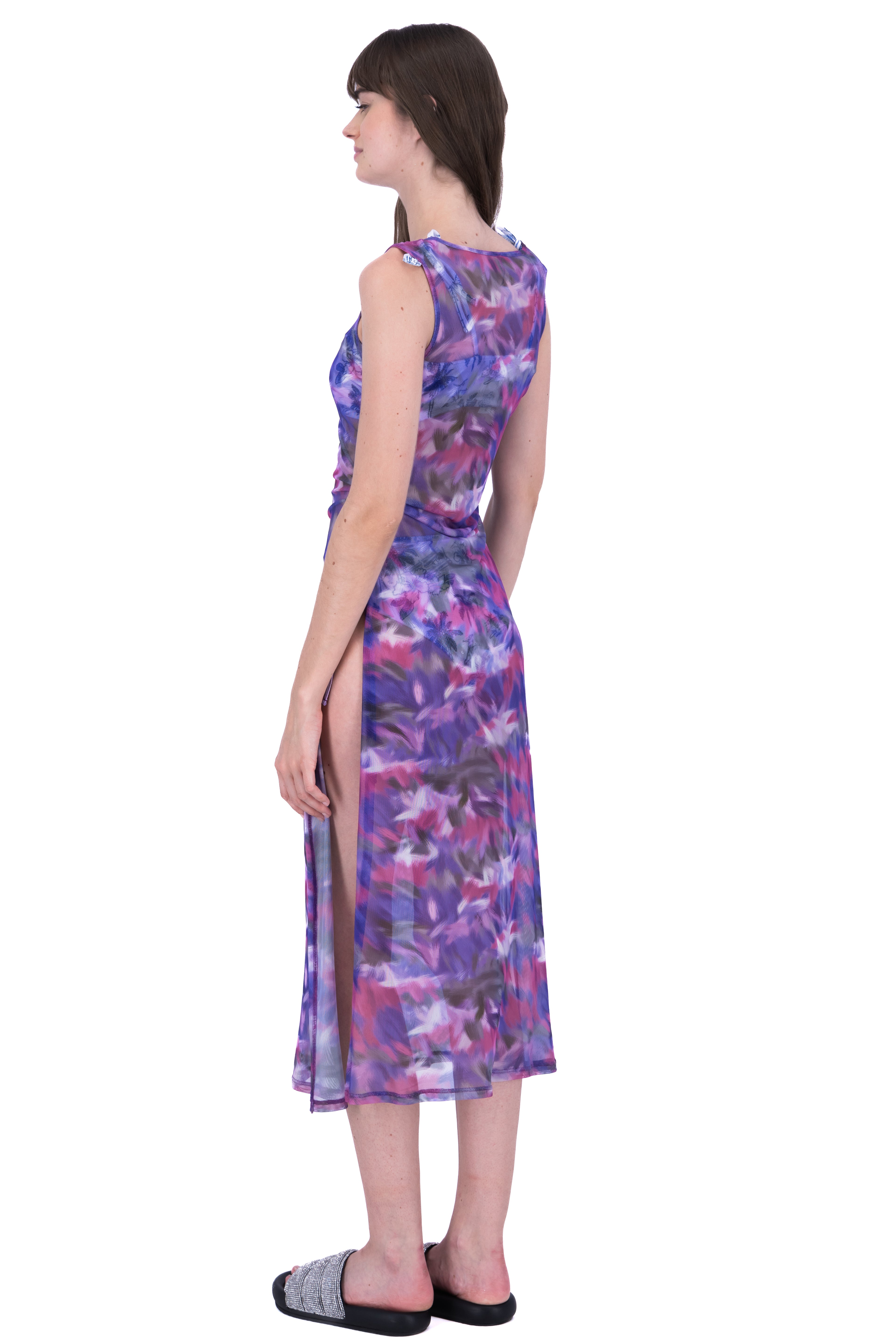 Vestido maxi efecto tie dye MORADO COMBO