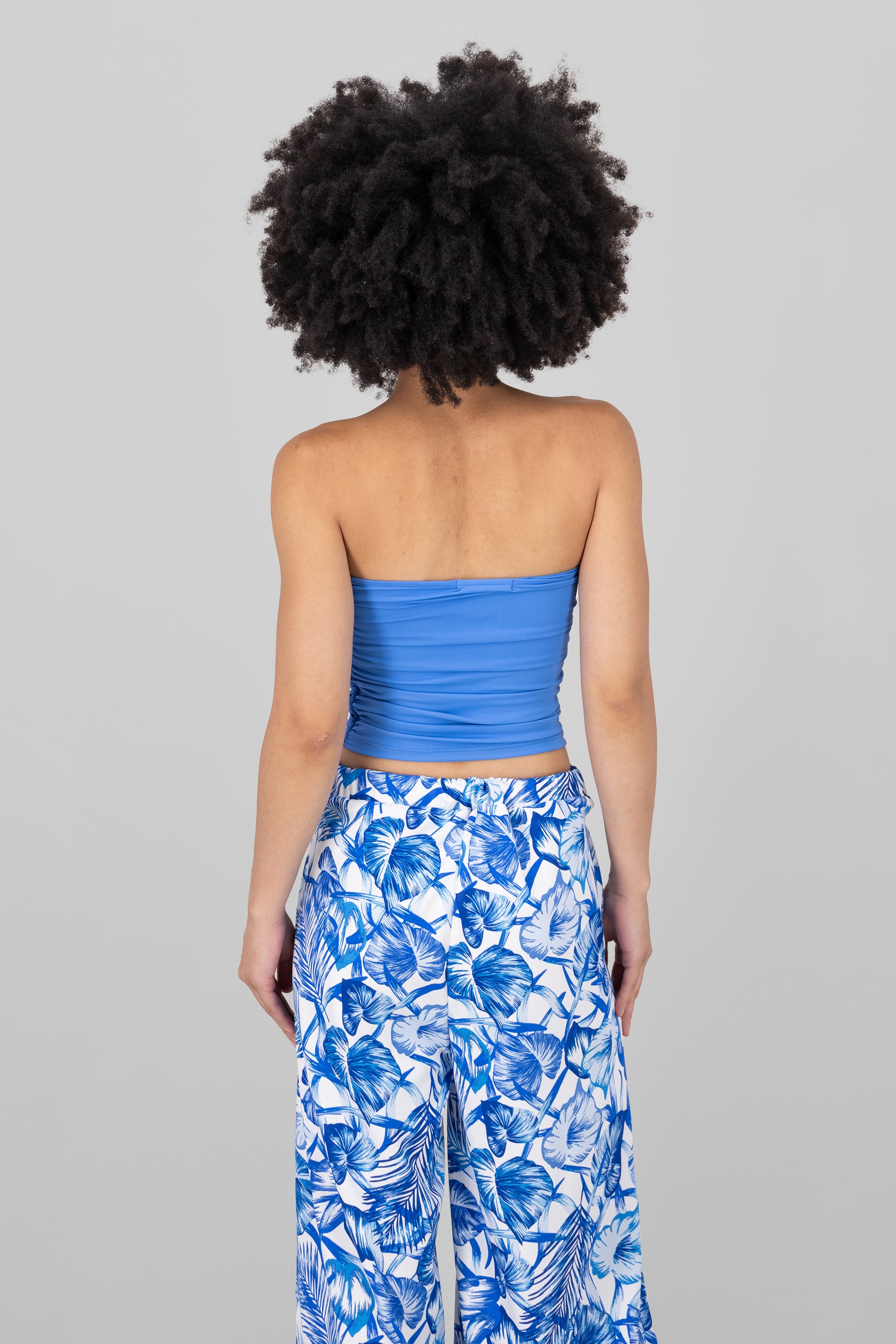 Top Tubo Strapless Drapeado AZUL