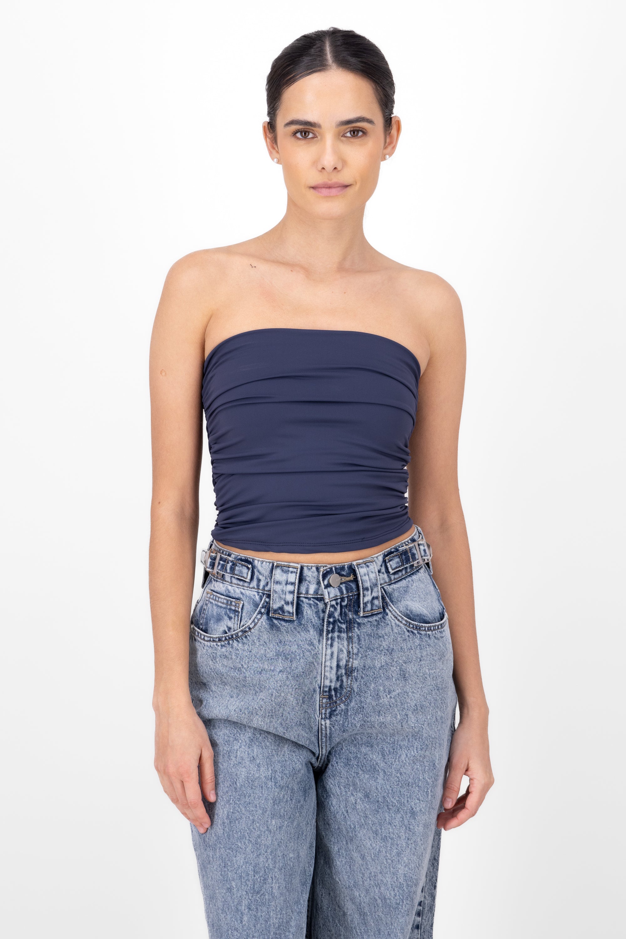 Top Tubo Strapless Drapeado MARINO