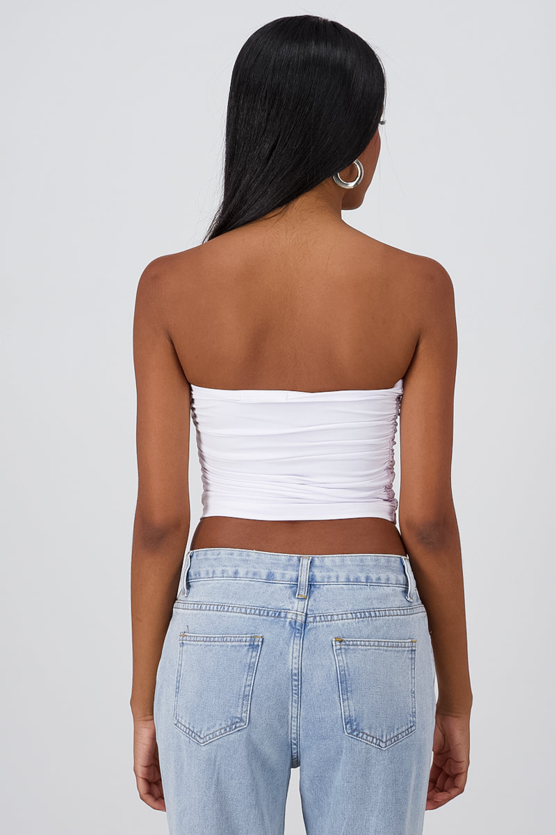 Top Tubo Strapless Drapeado BLANCO