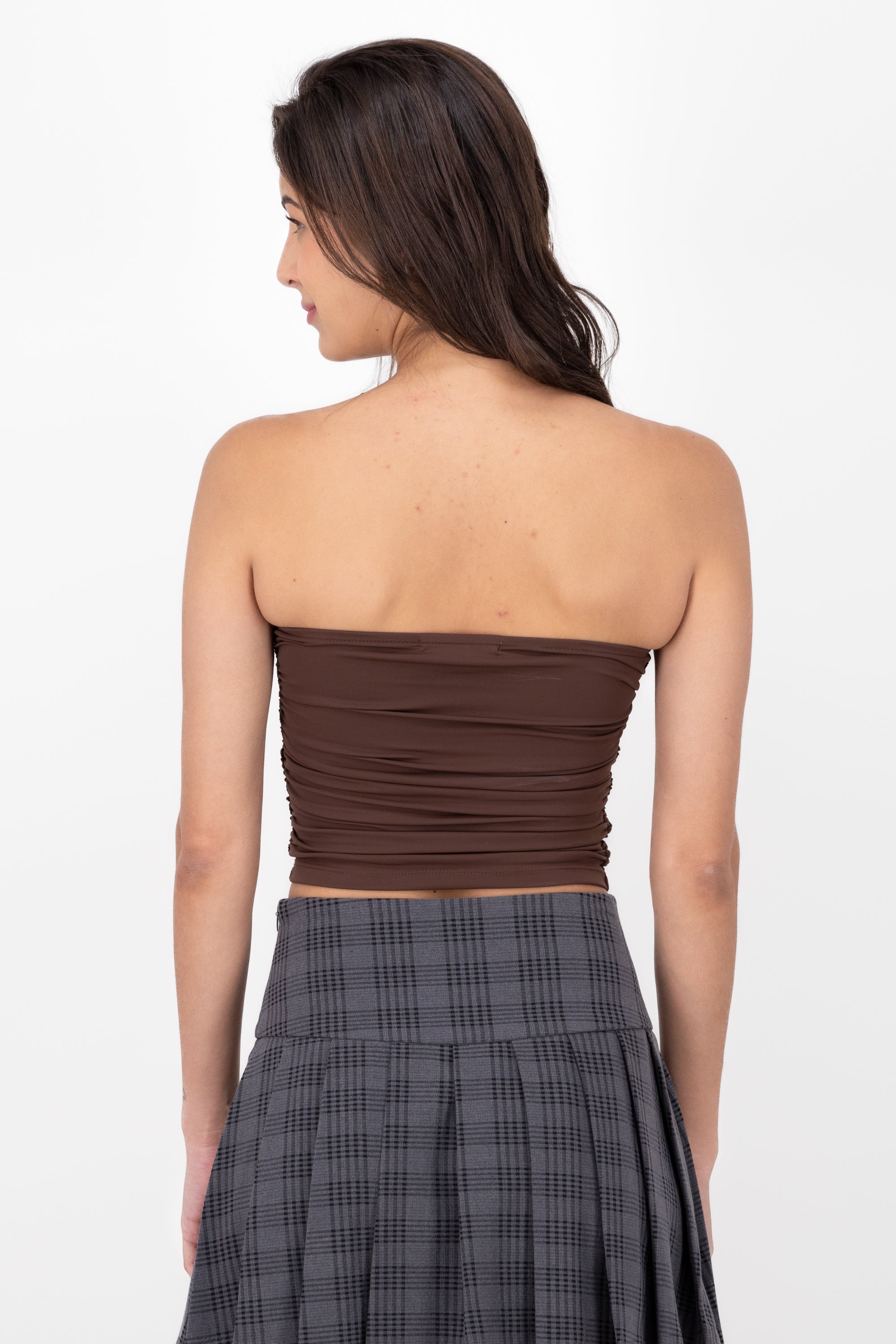 Top Tubo Strapless Drapeado CHOCOLATE