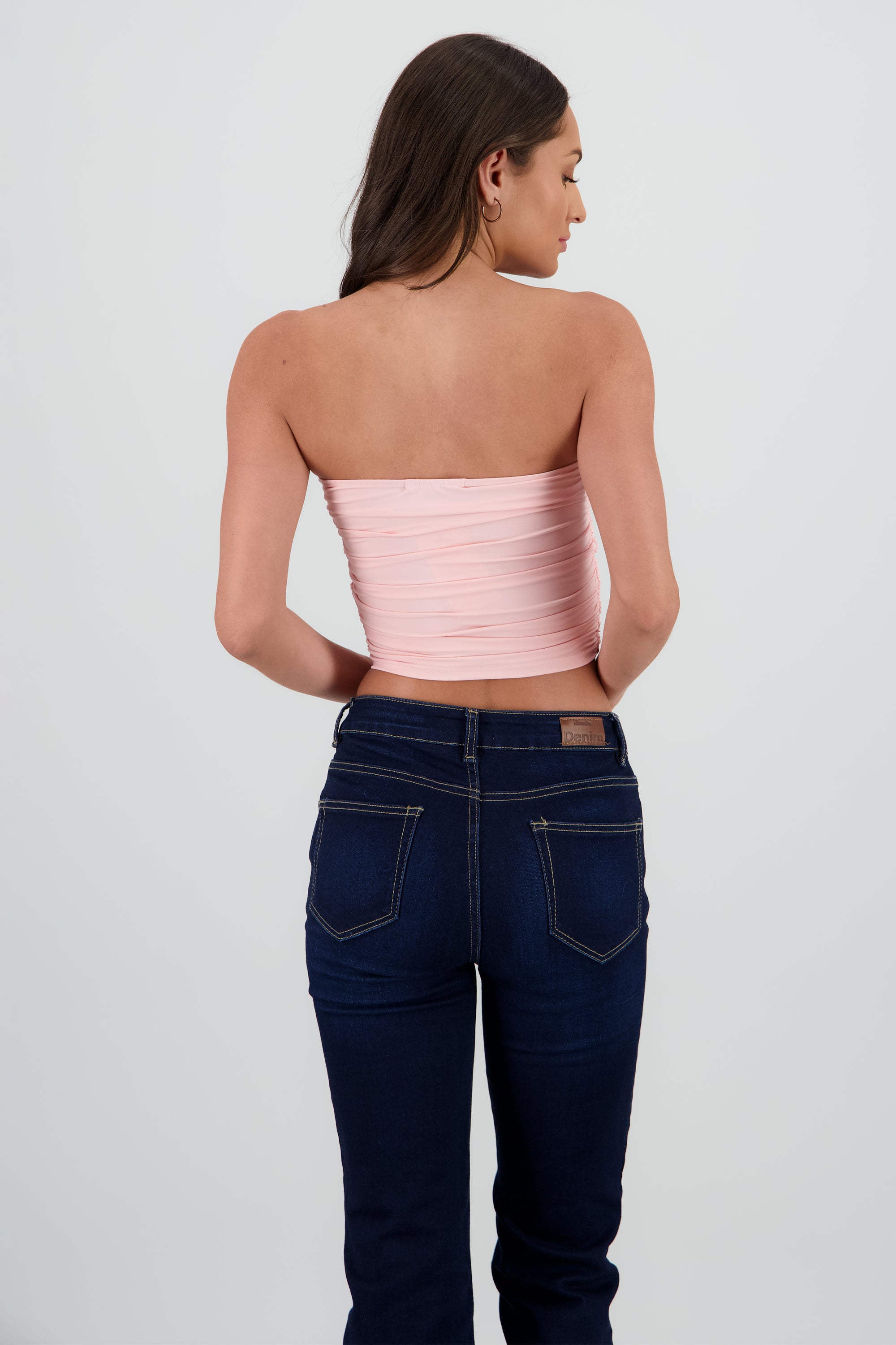 Top Tubo Strapless Drapeado PALO DE ROSA