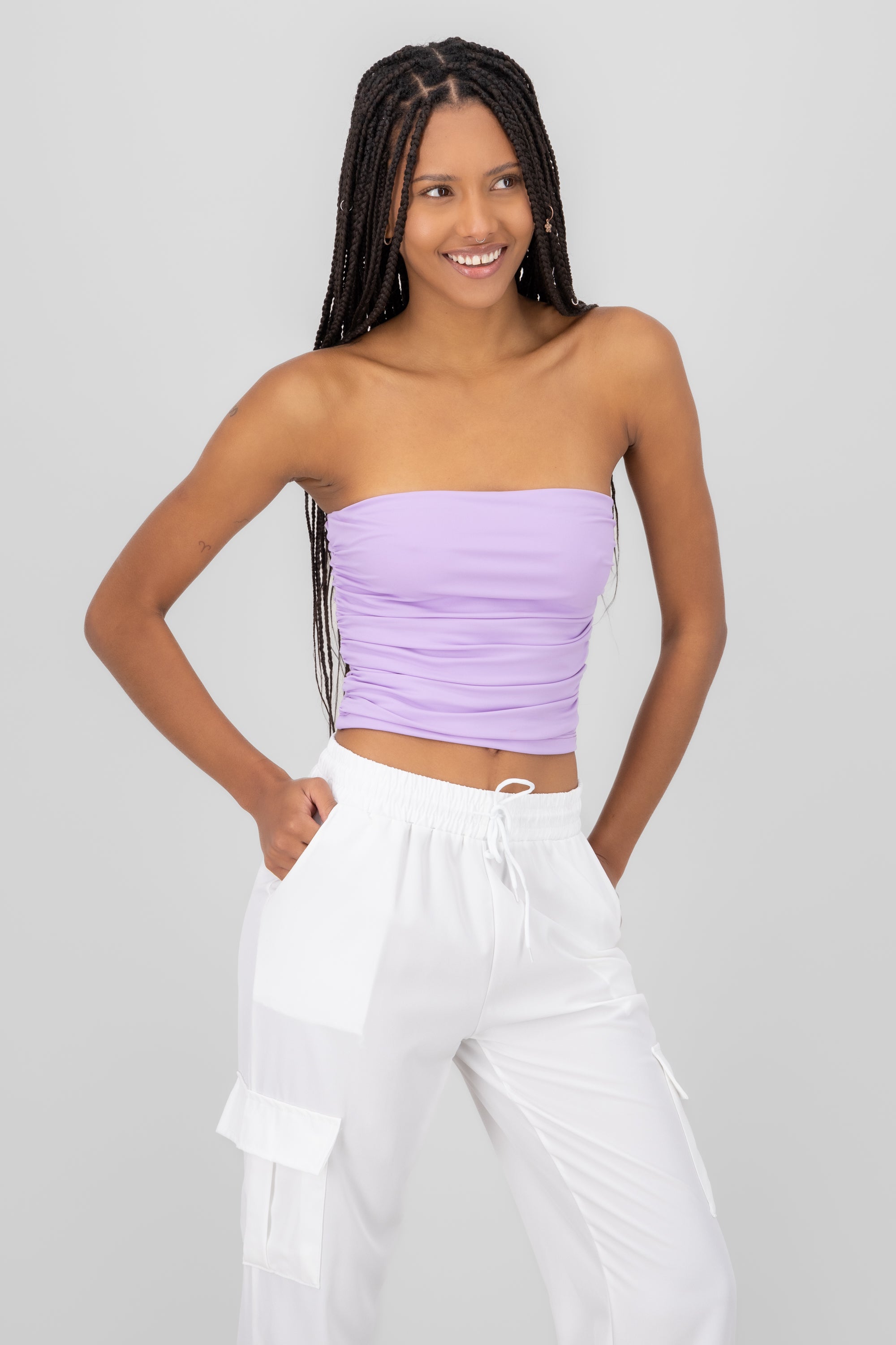 Top Tubo Strapless Drapeado LAVANDA