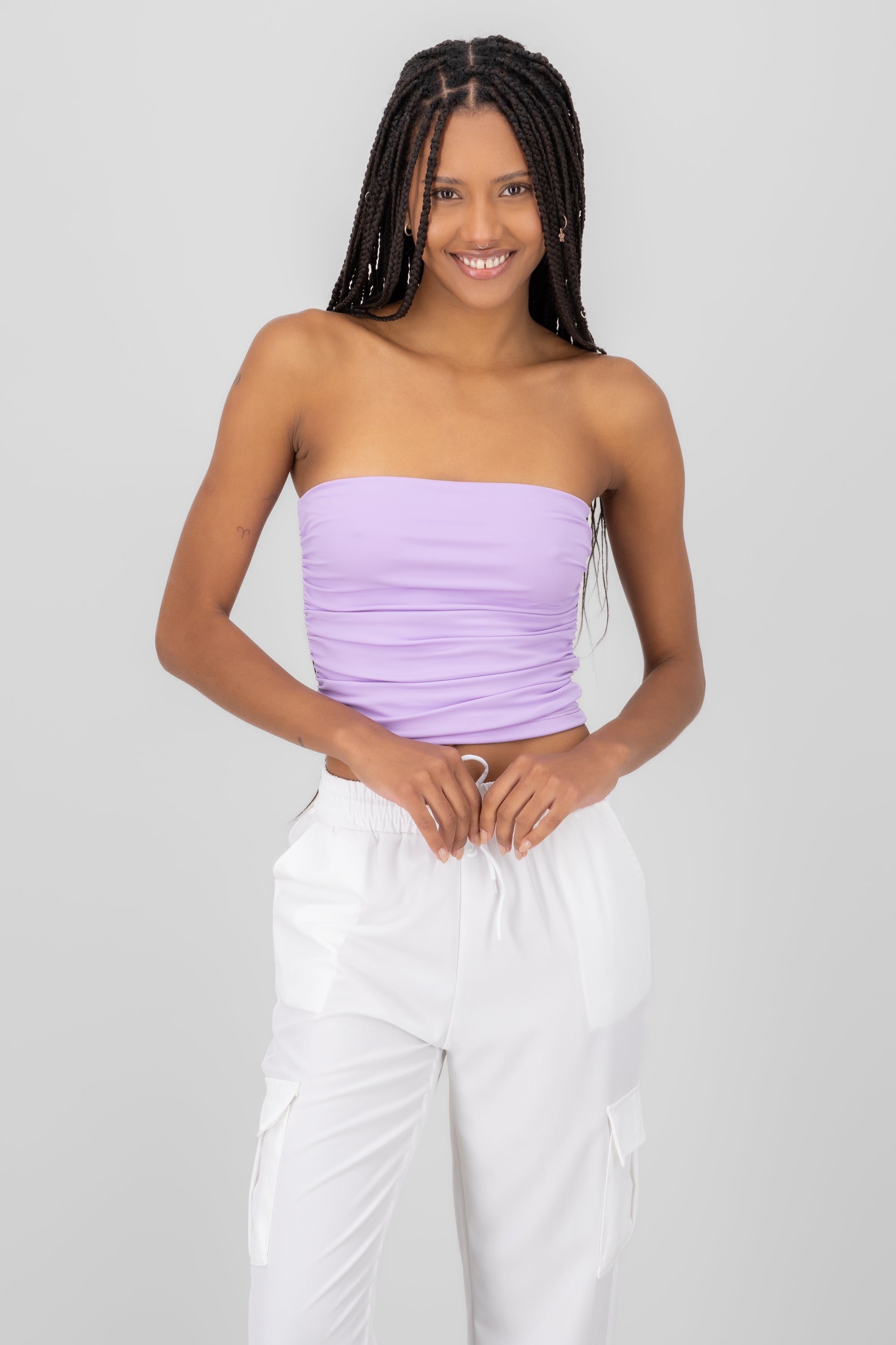 Top Tubo Strapless Drapeado LAVANDA