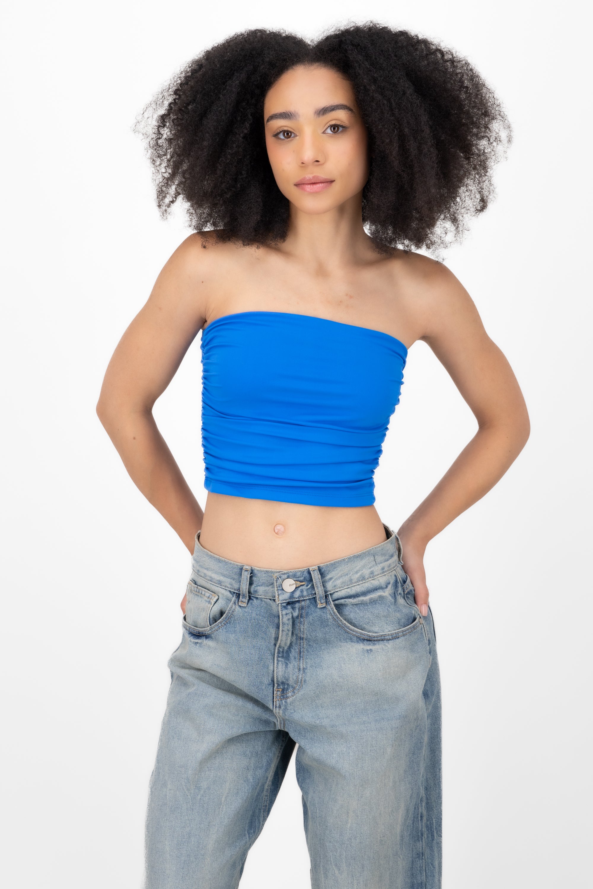 Top Tubo Strapless Drapeado INDIGO