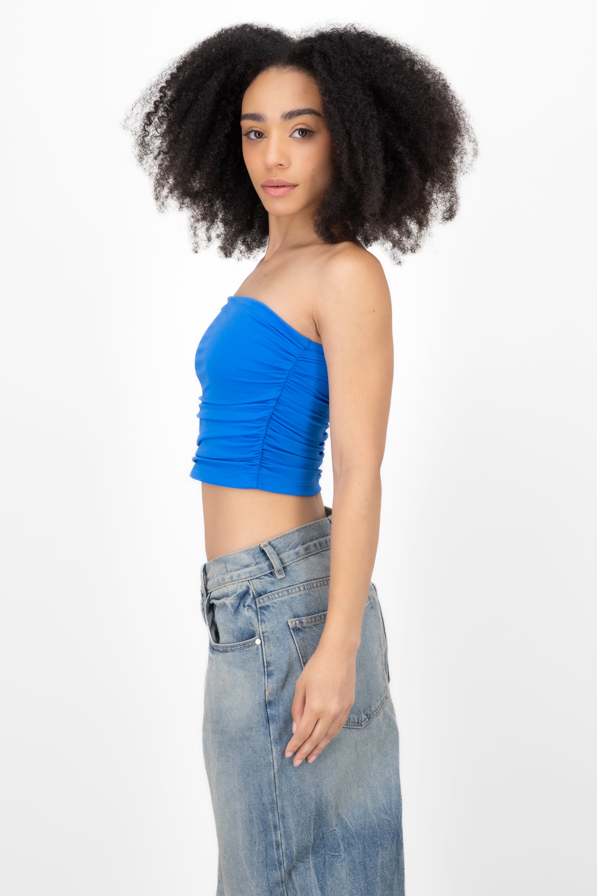 Top Tubo Strapless Drapeado INDIGO