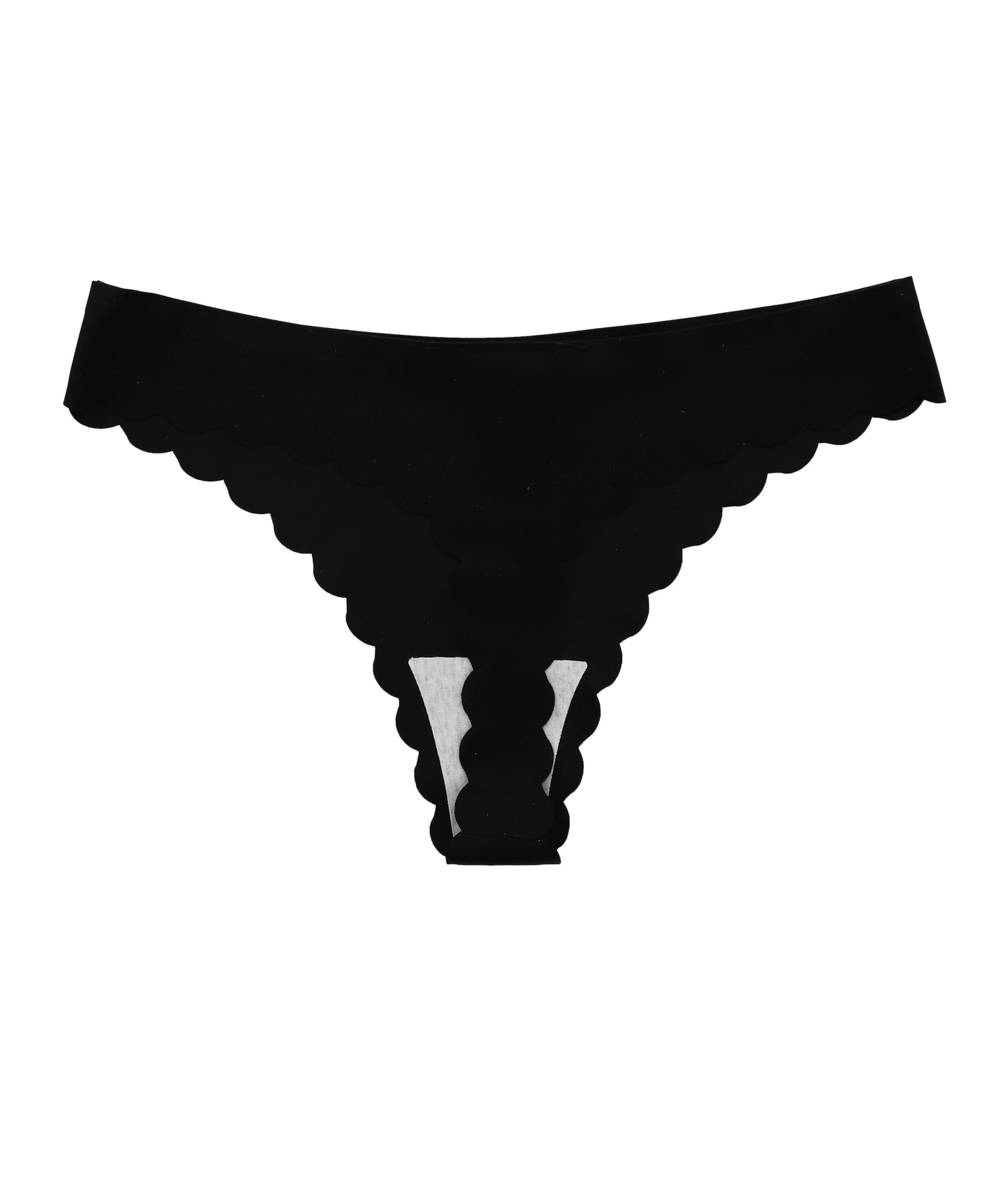 Tanga monocolor bordes ondas NEGRO