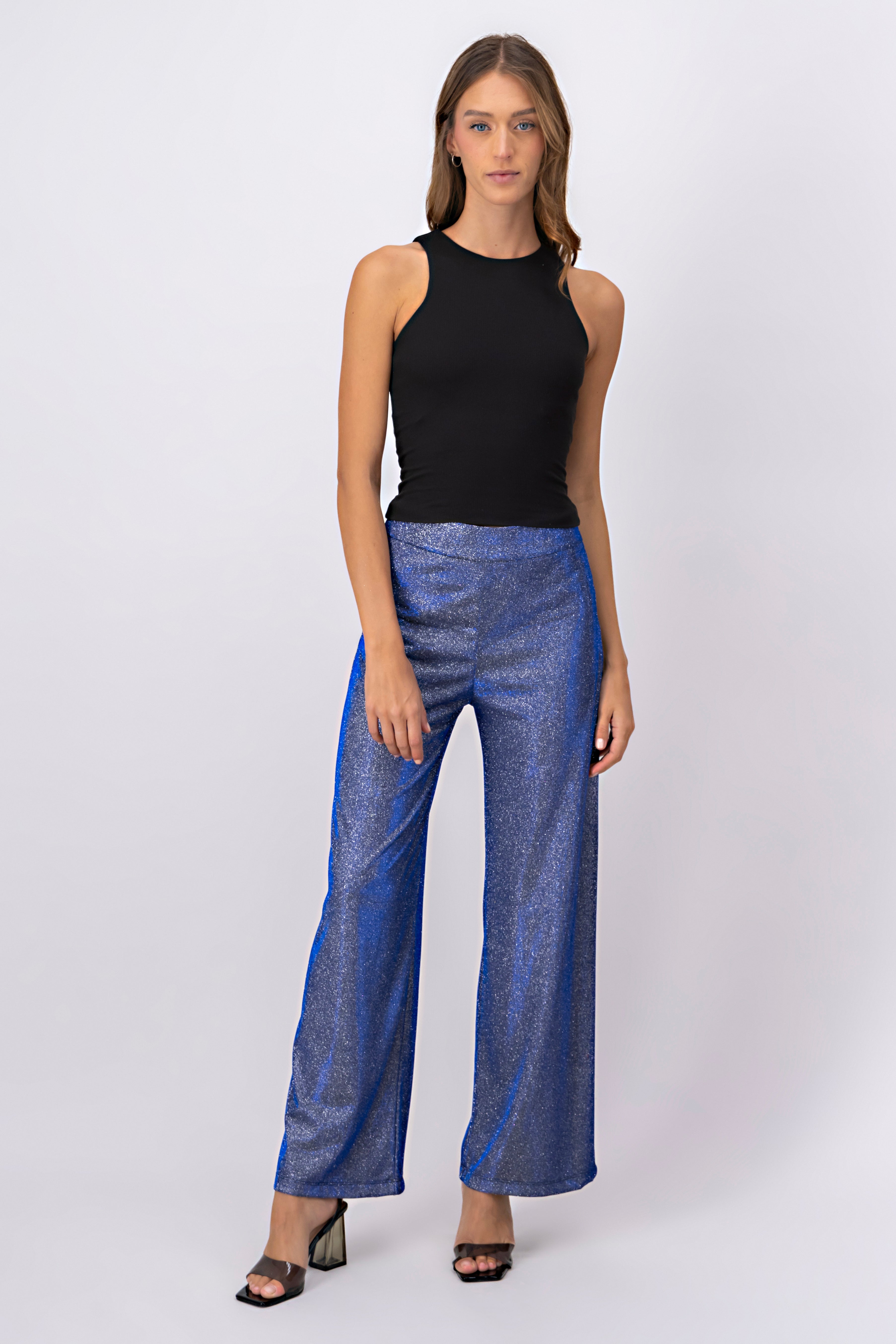 Pantalon fluido brillos AZUL COMBO