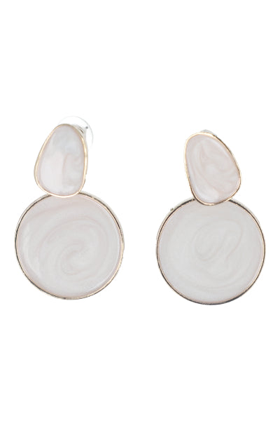 Aretes Doble Circulo Esmaltado BEIGE