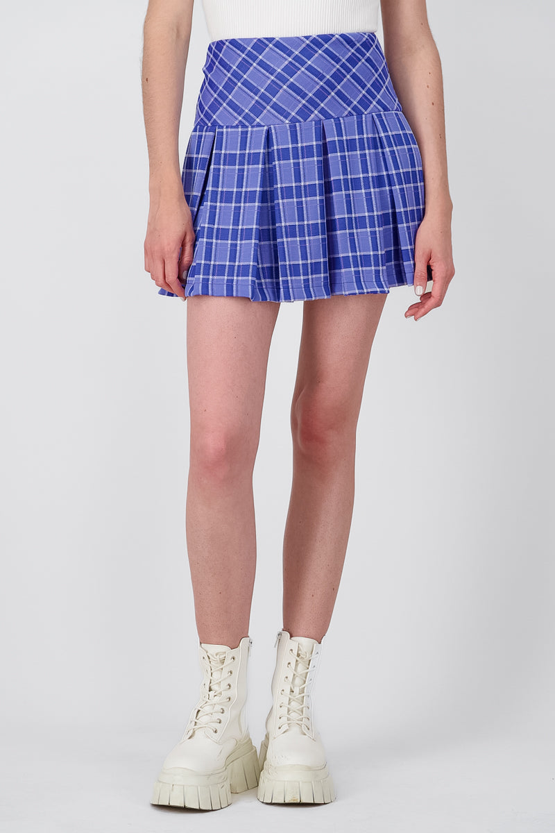 Falda mini tableada cuadros AZUL COMBO