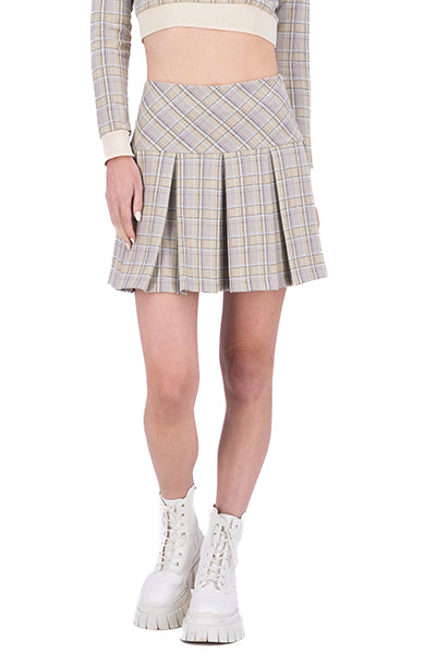 Falda mini tableada cuadros GRIS COMBO