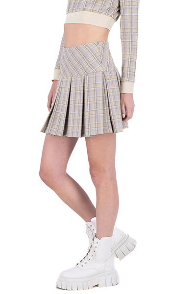 Falda mini tableada cuadros GRIS COMBO