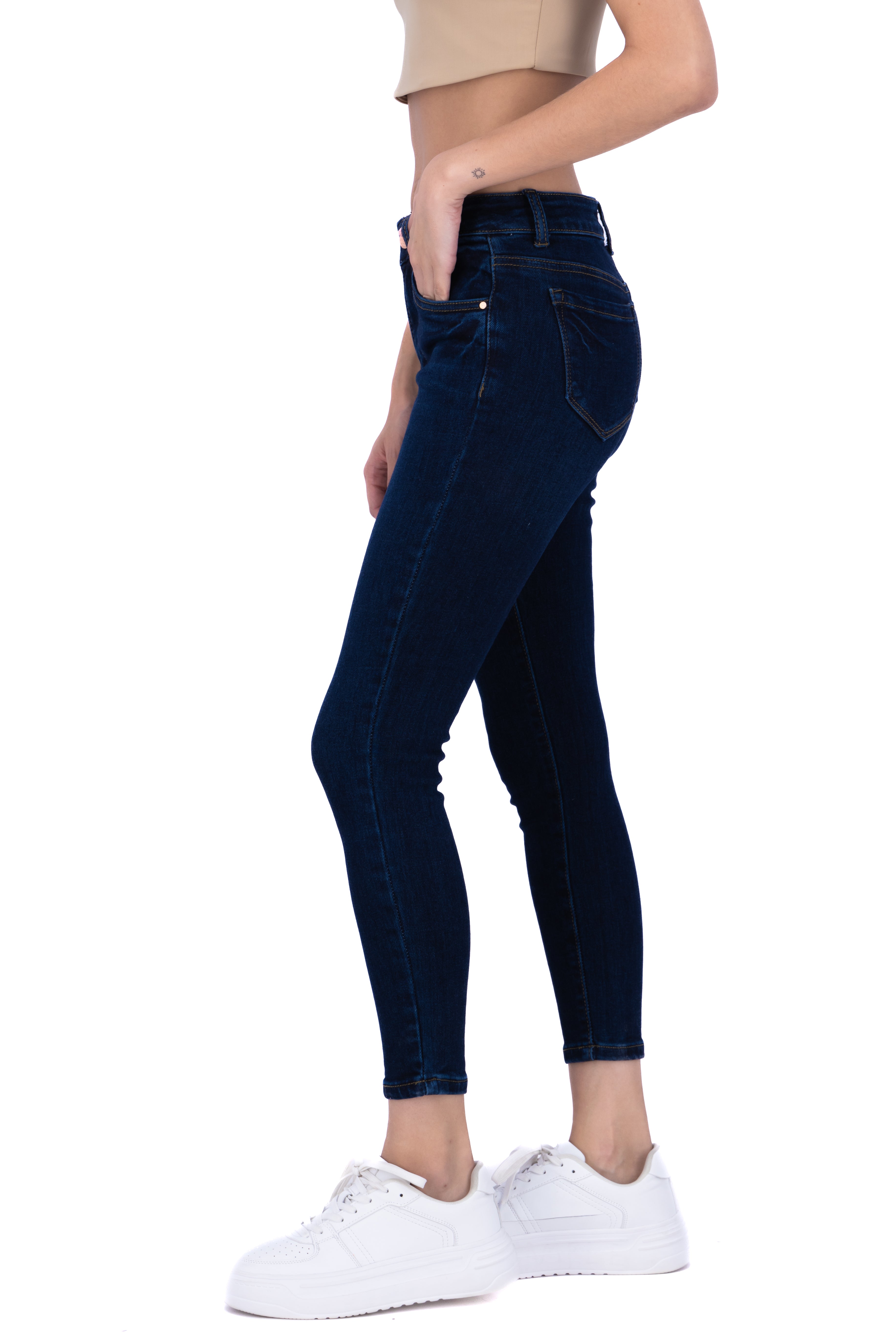 Jeans skinny cintura media DARK WASH