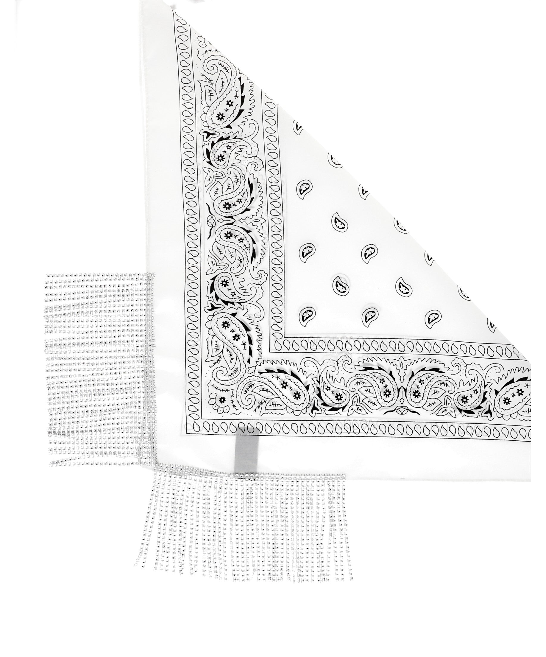 Pañuelo bandana flecos brillos BLANCO