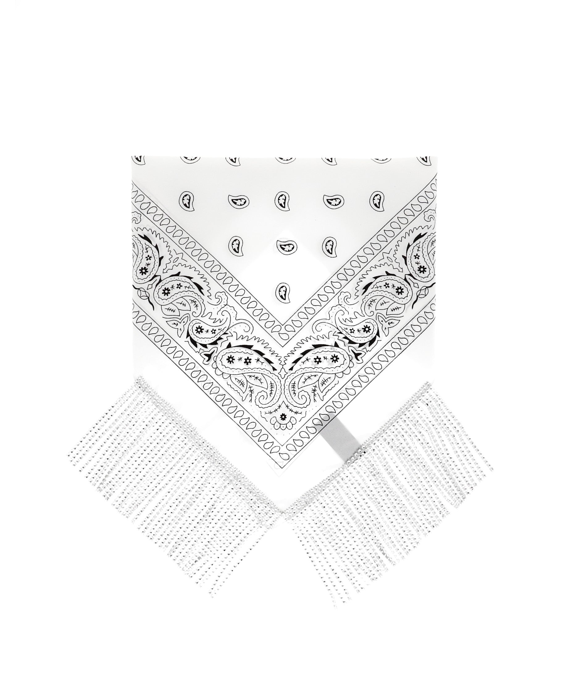 Pañuelo bandana flecos brillos BLANCO