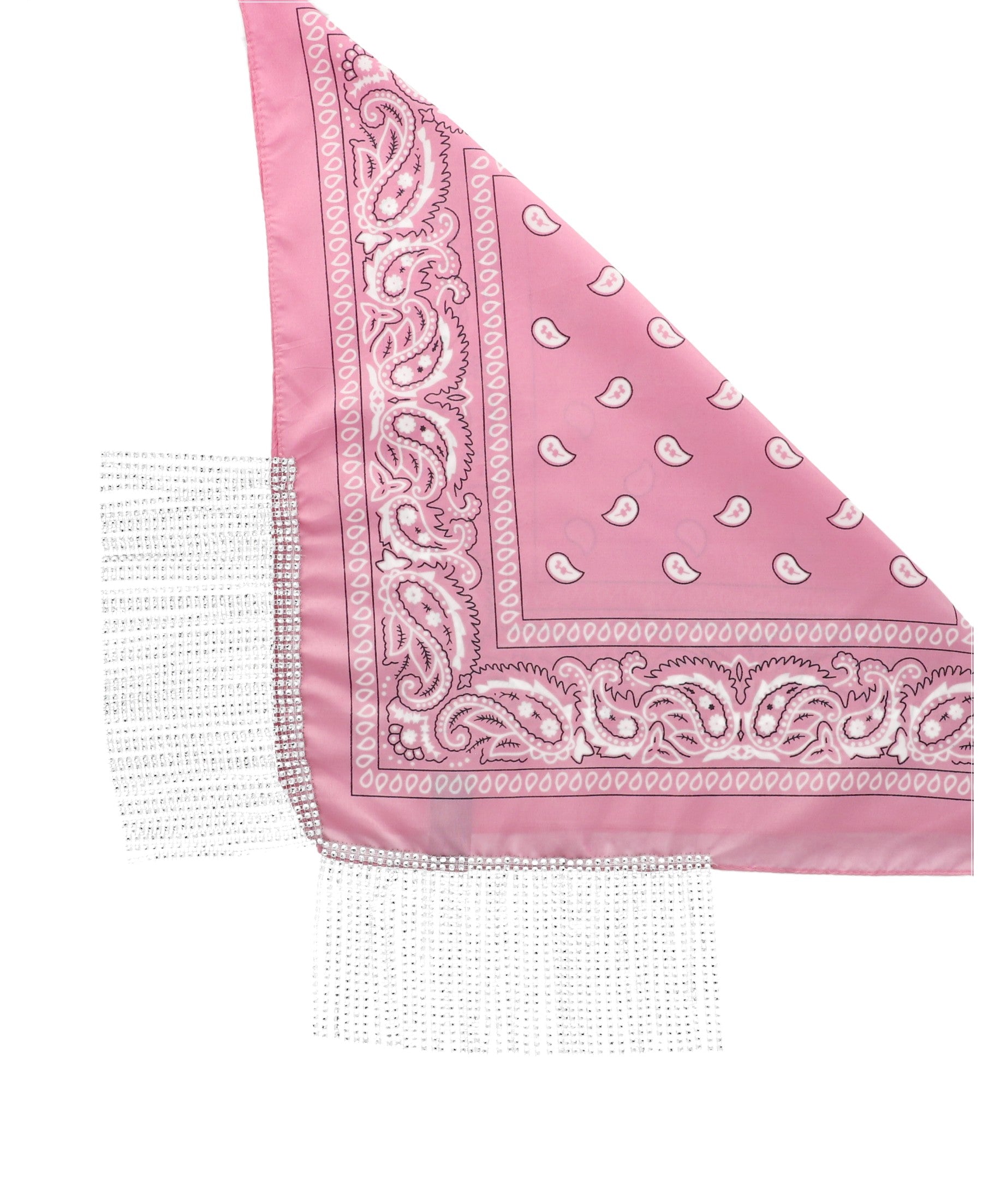 Pañuelo bandana flecos brillos ROSA