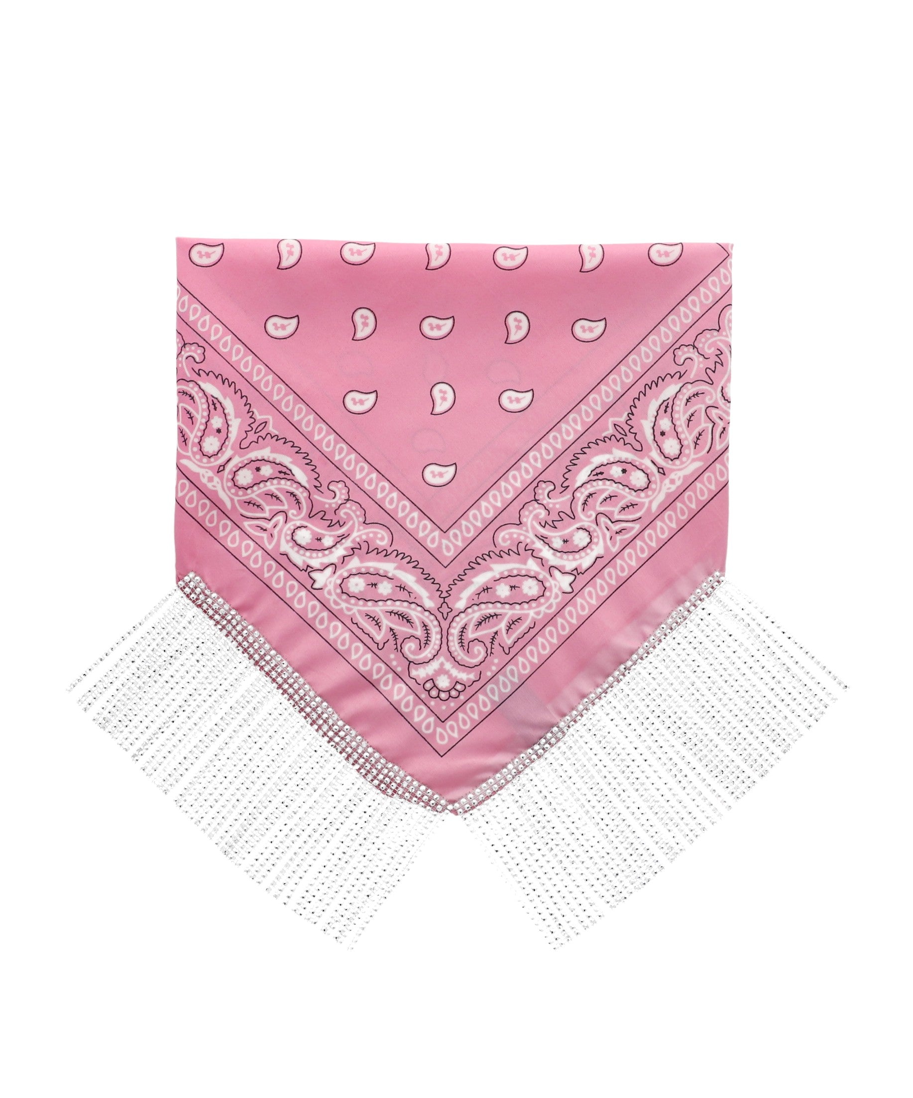 Pañuelo bandana flecos brillos ROSA