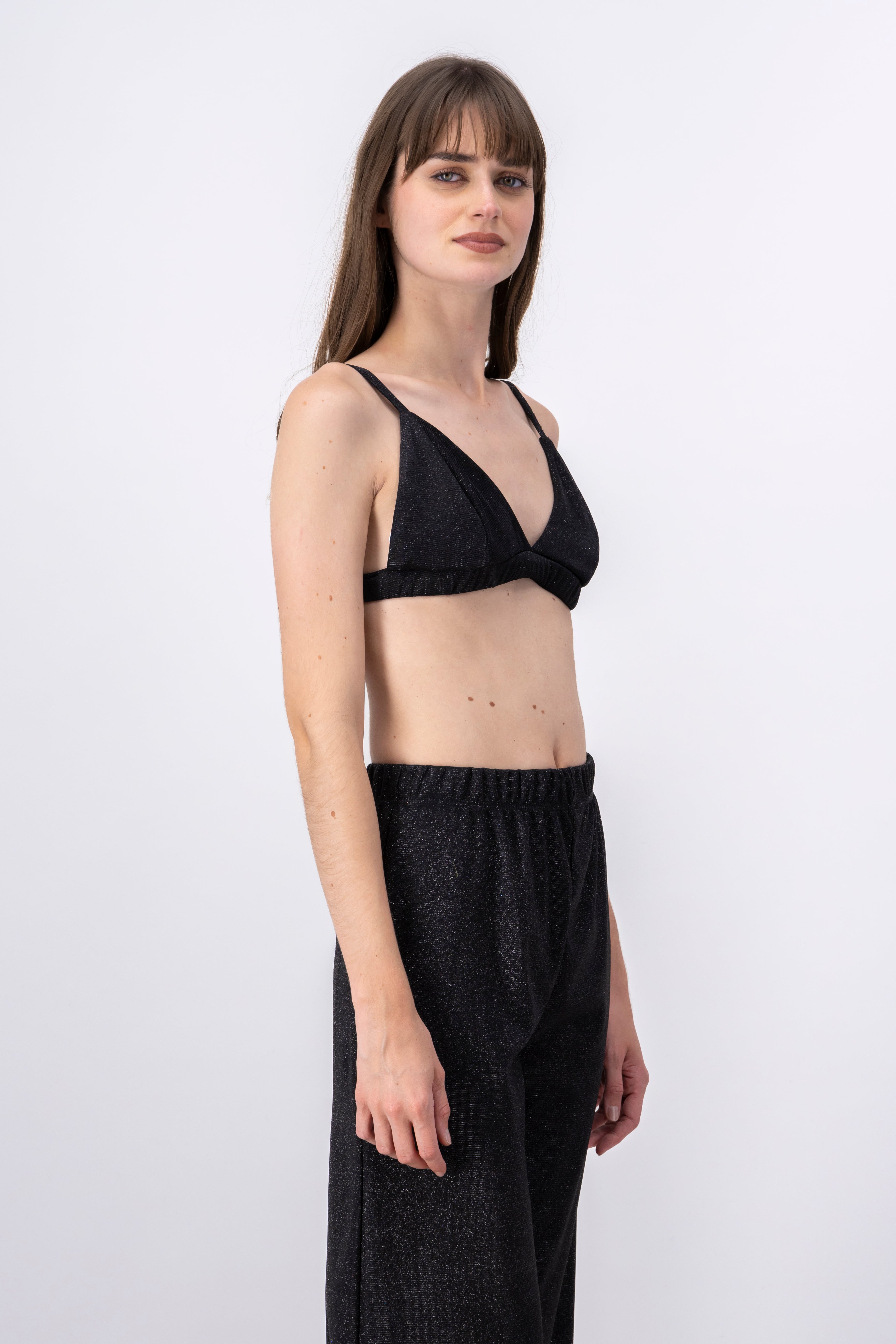 Top crop tirantes lurex NEGRO