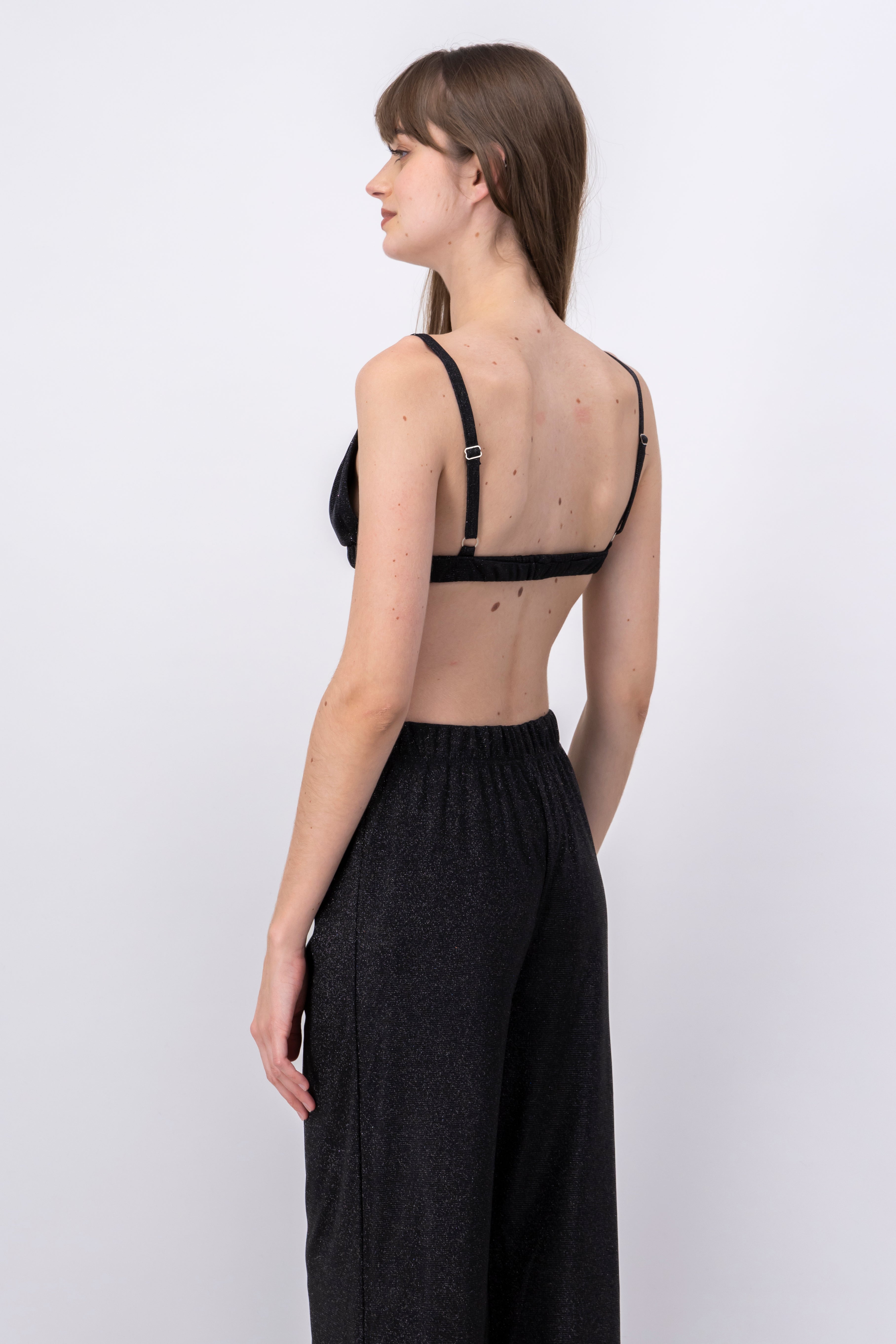 Top crop tirantes lurex NEGRO