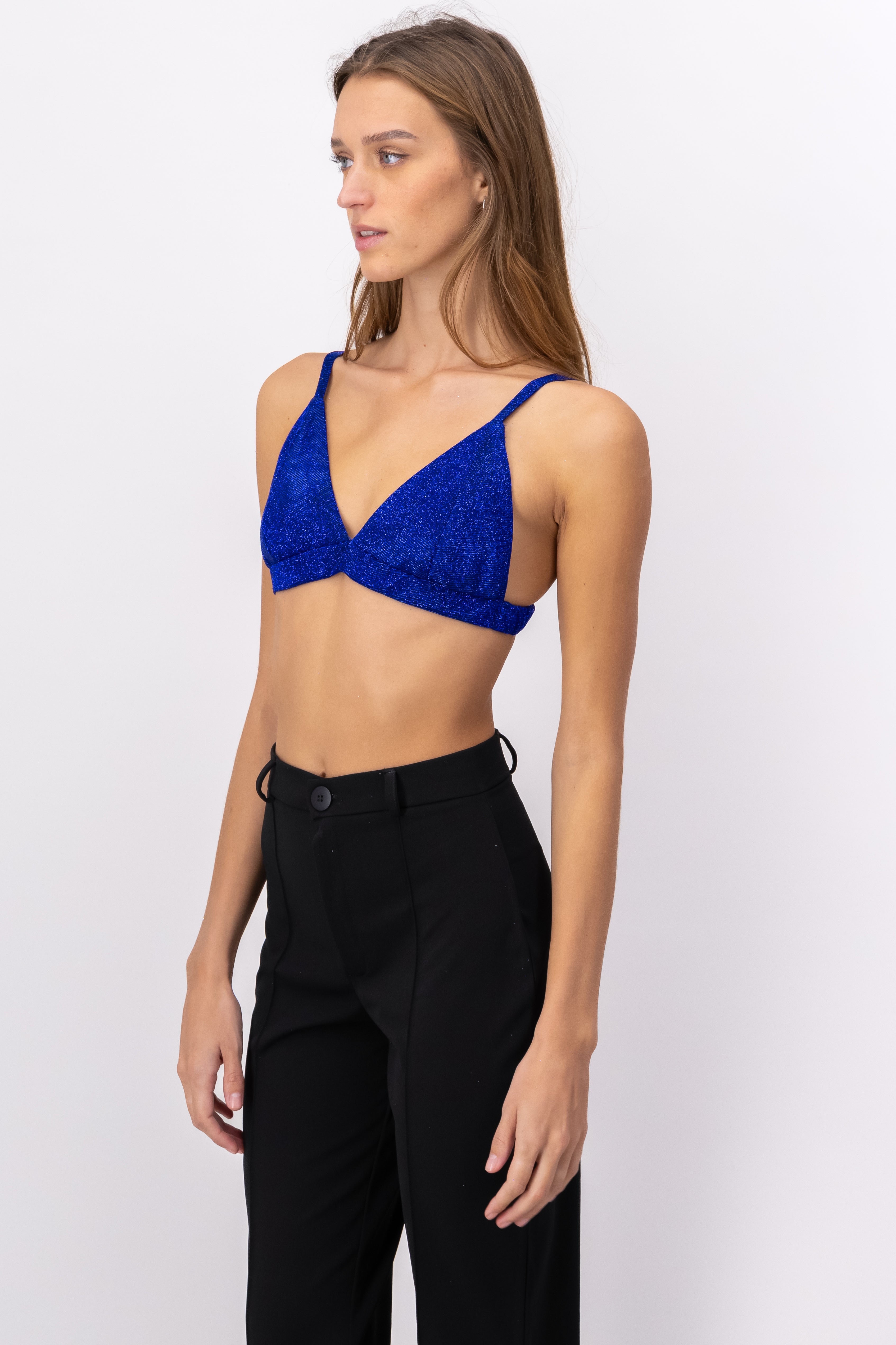 Top Crop Lurex open back King blue