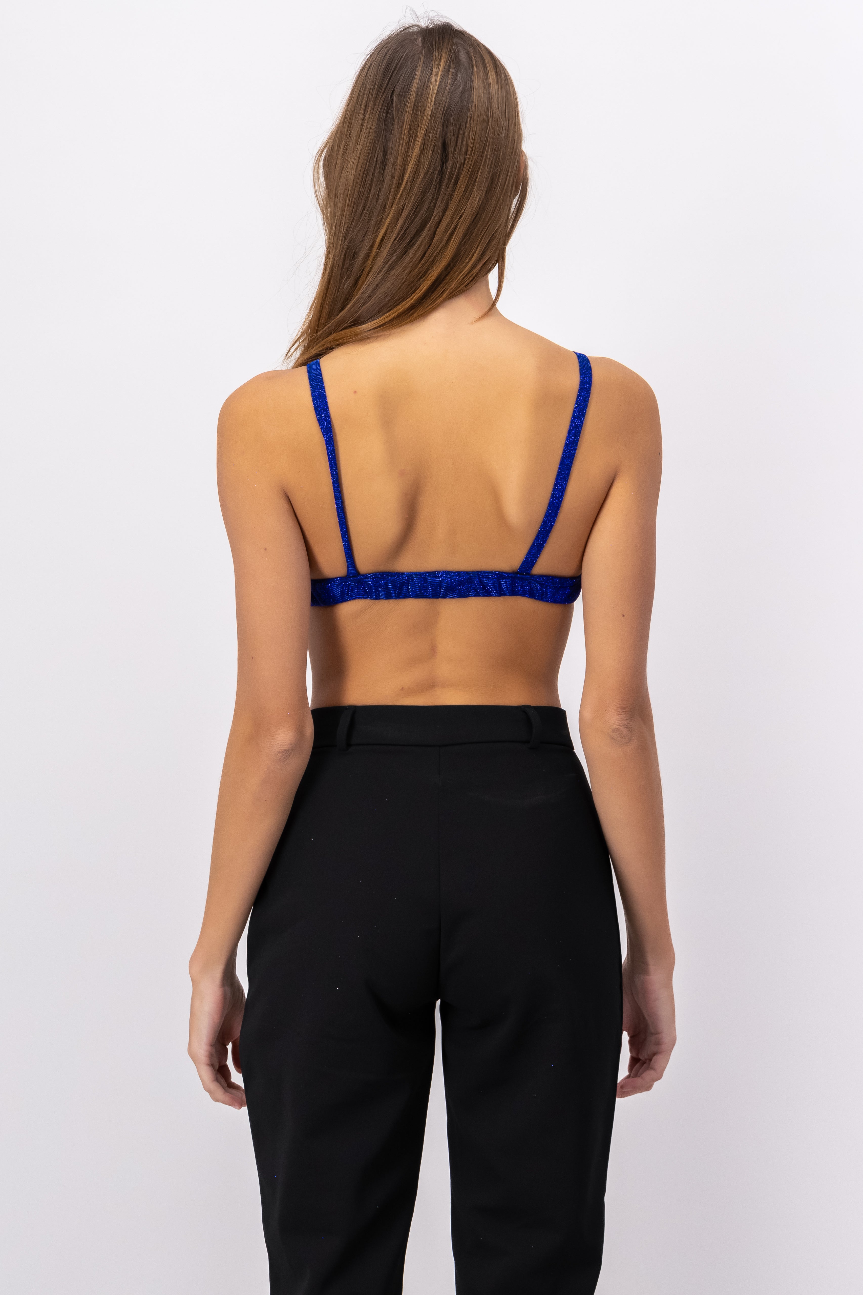 Top Crop Lurex open back King blue