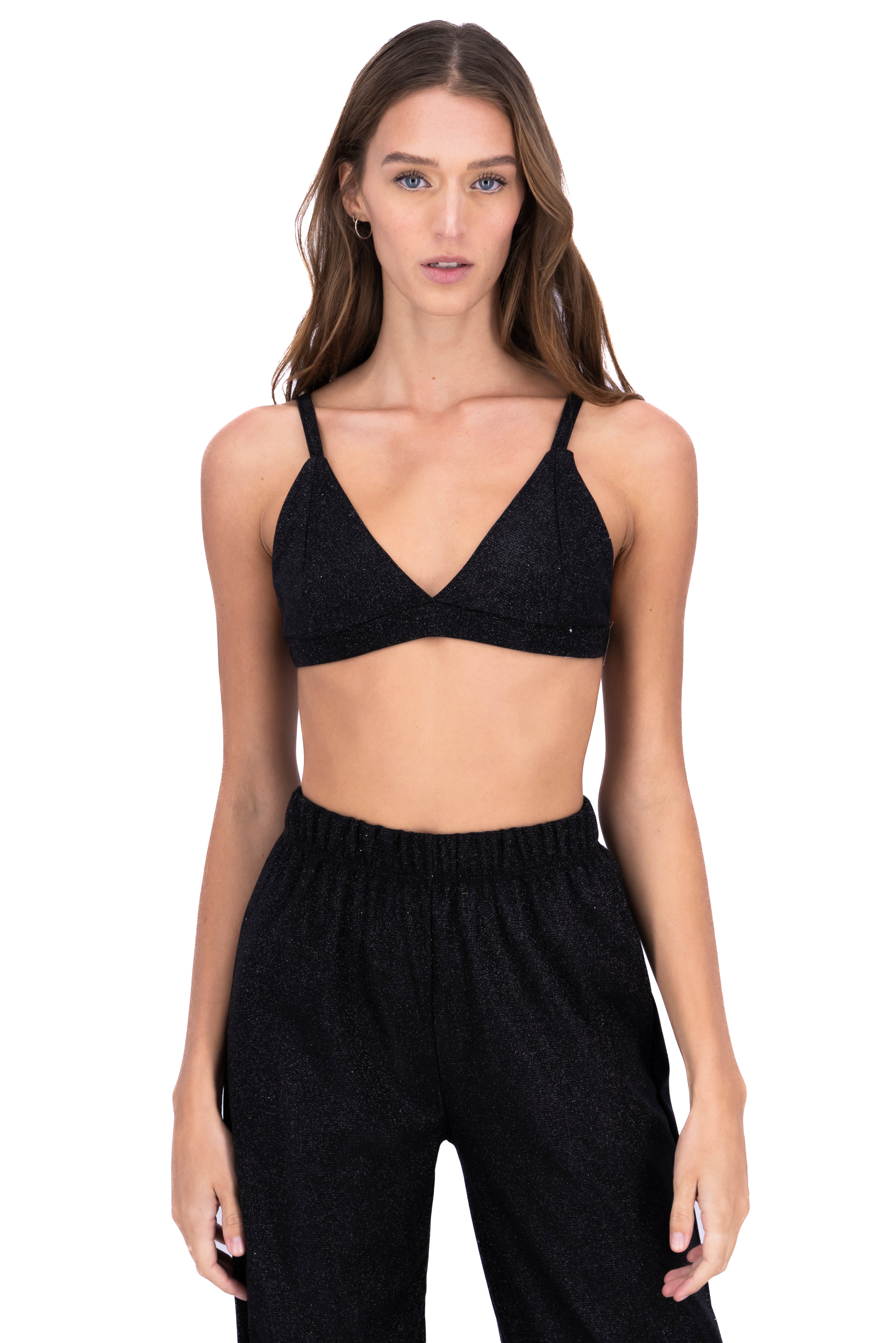 Top Crop Lurex open back BLACK