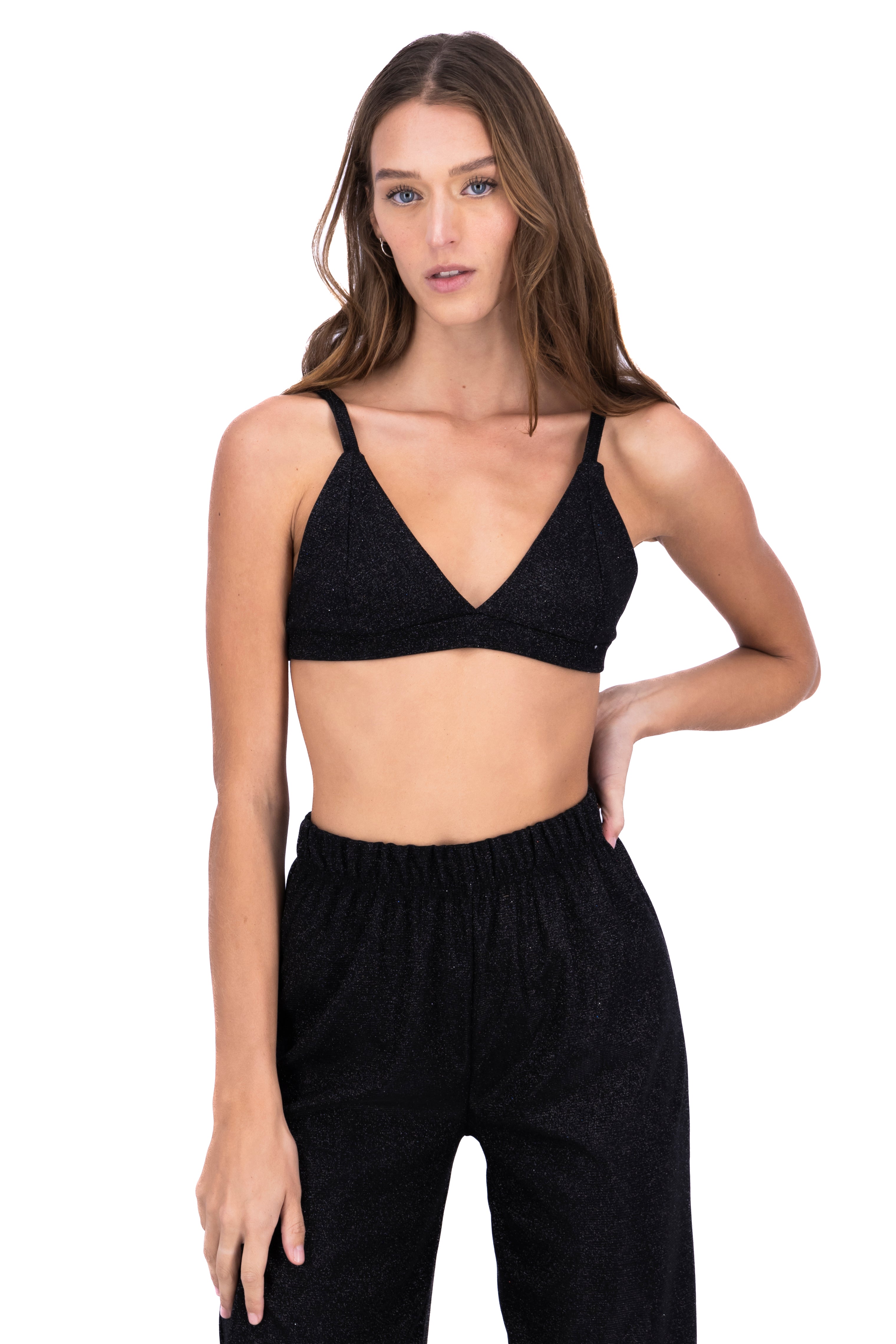 Top Crop Lurex open back BLACK